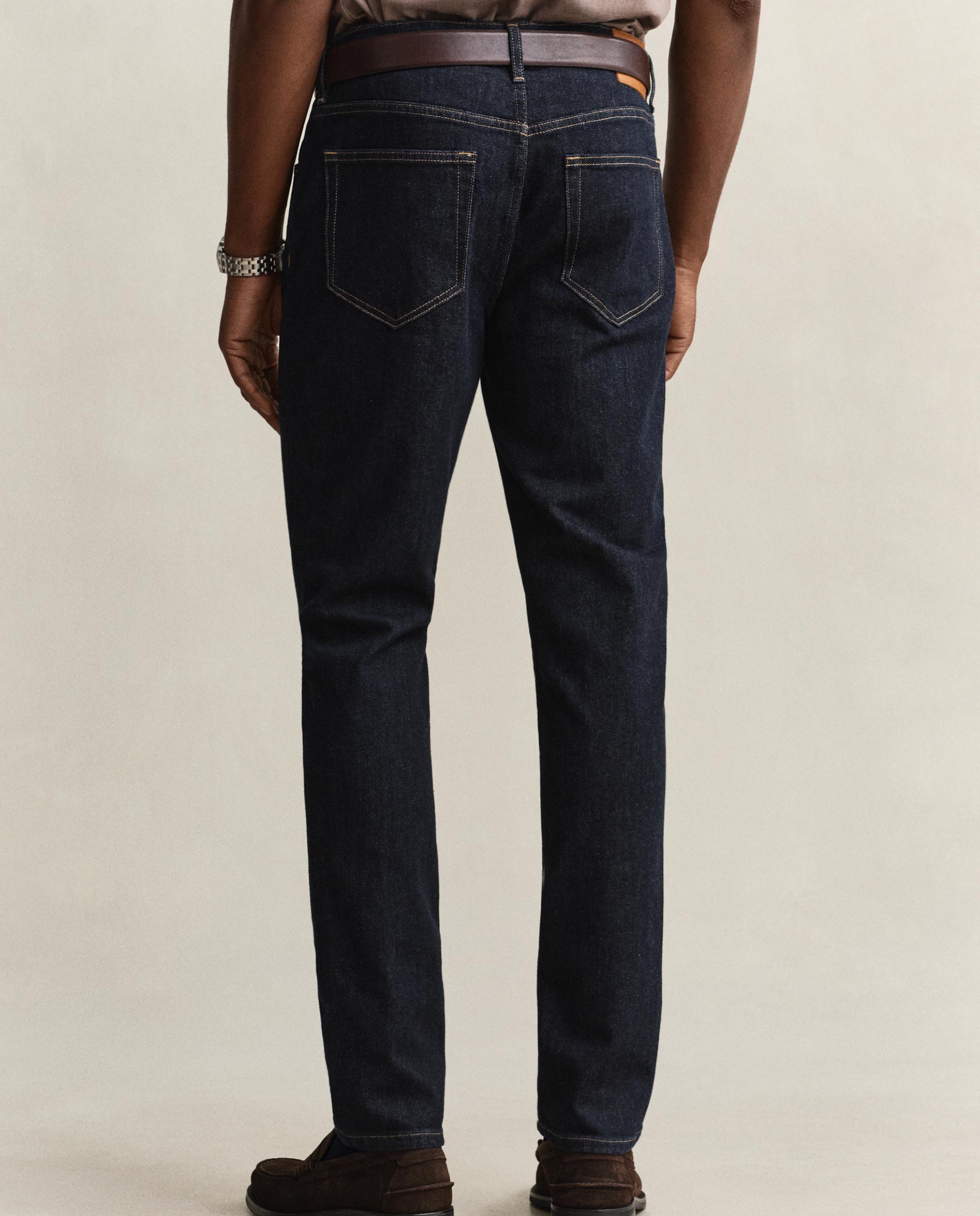 Jeans Slim com 5 Bolsos e Presilhas Azul-escuro-3