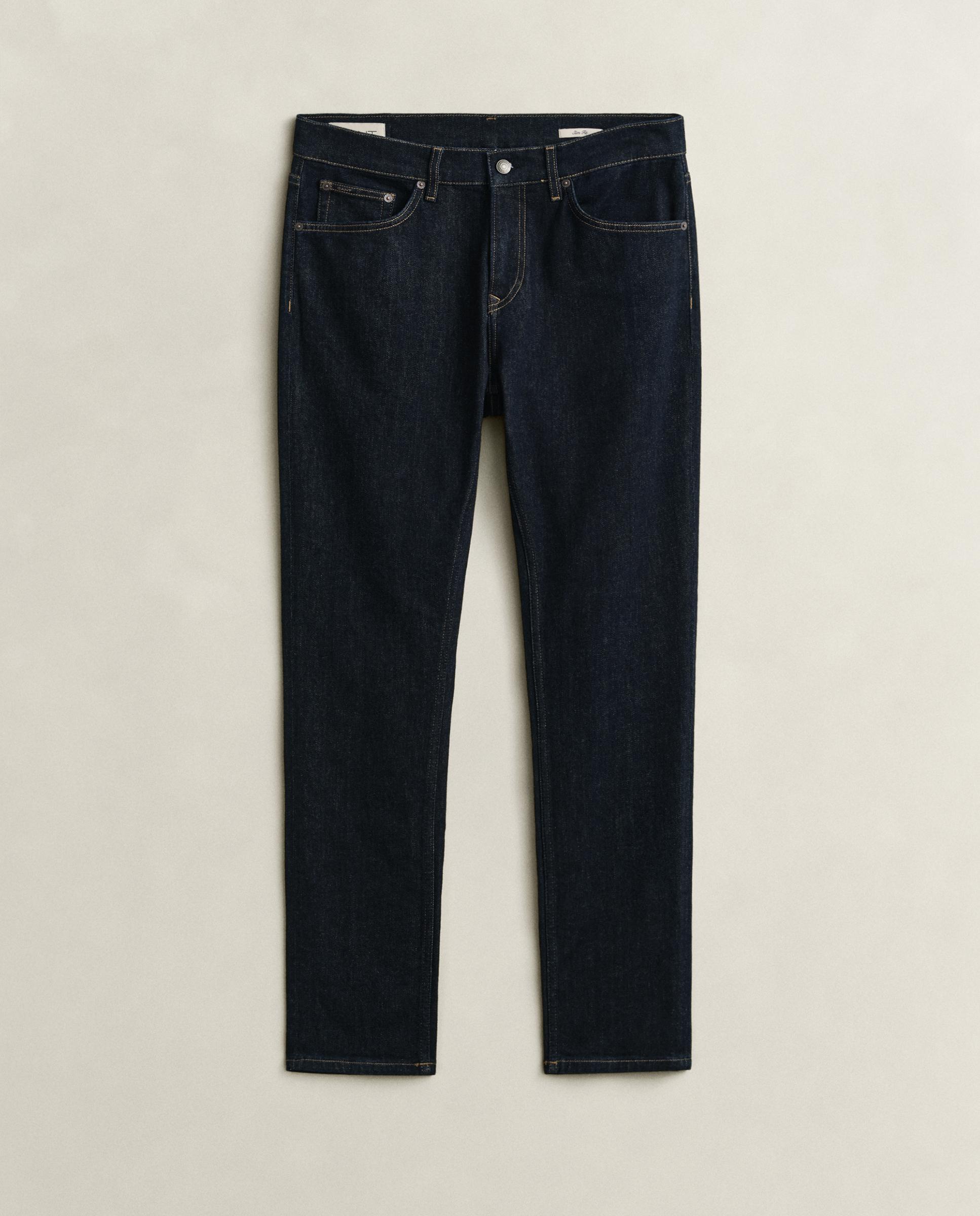 Jeans Slim com 5 Bolsos e Presilhas Azul-escuro-4