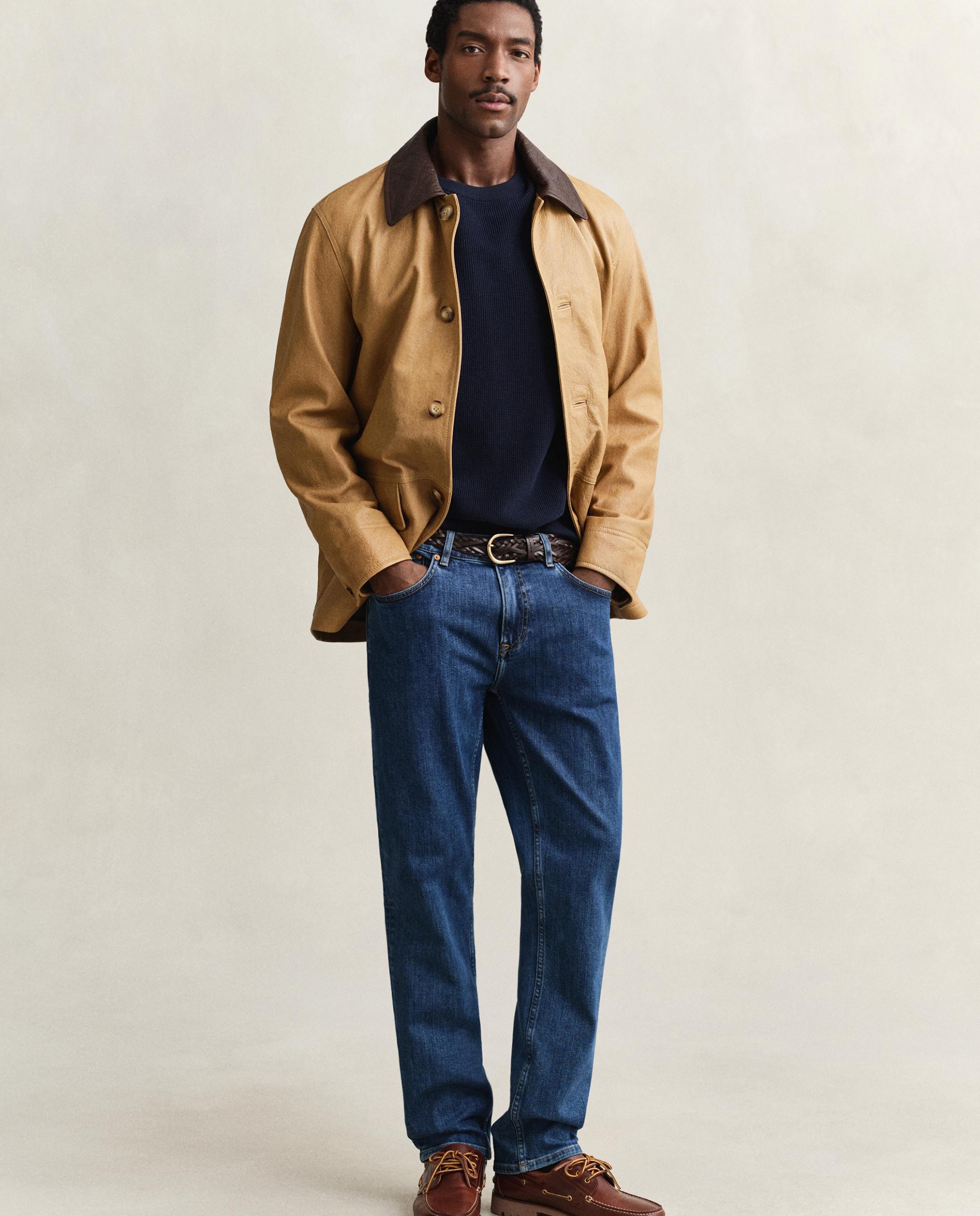 Jeans Regular Fit Lavados Azul-4