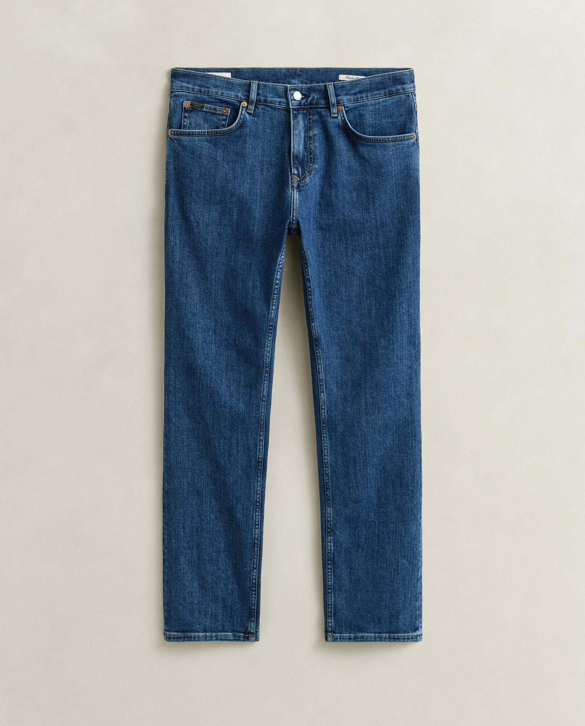 Jeans Regular Fit Lavados Azul-5