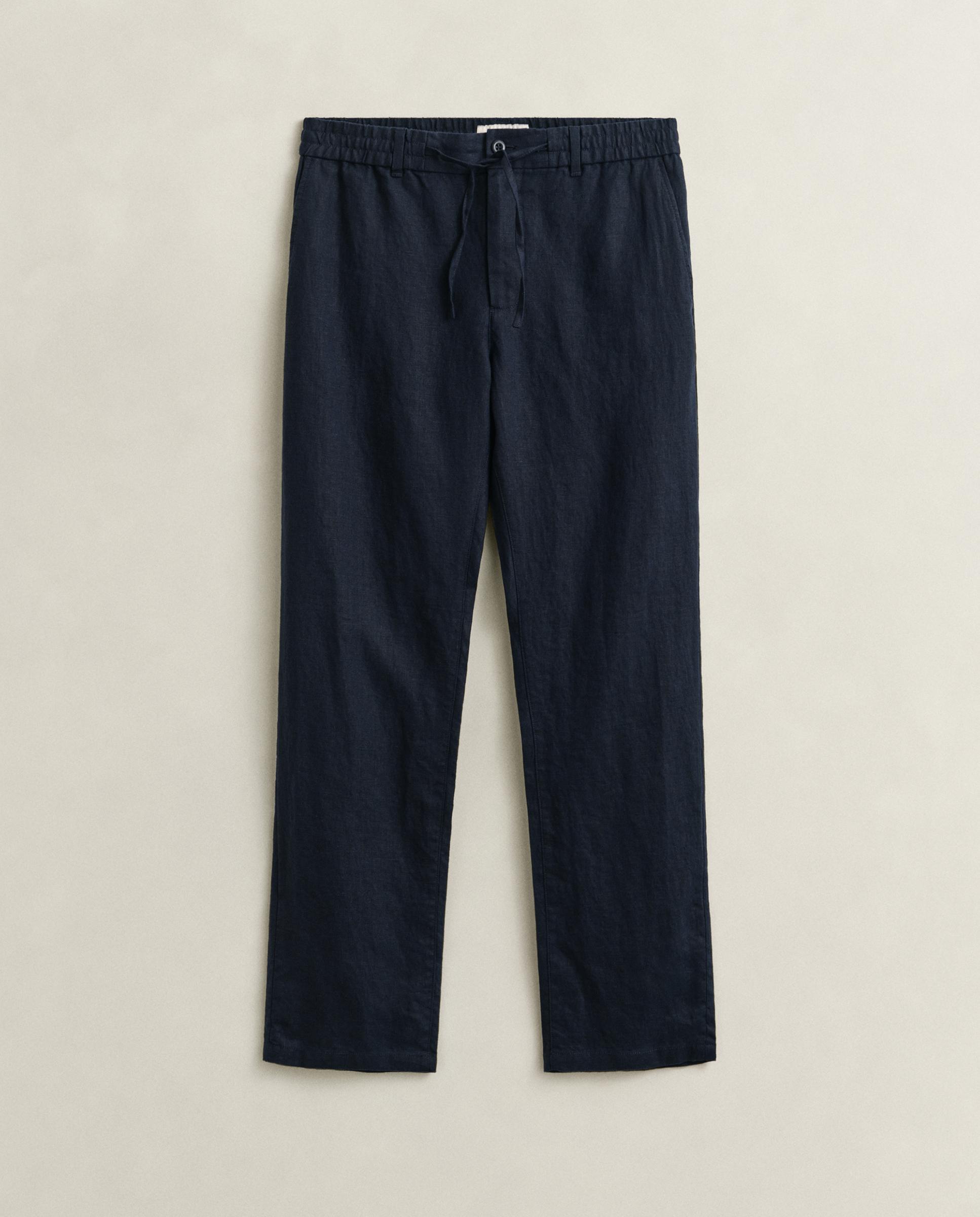 Imagem 0 de Calças de Linho com Corte a Direito e Bolsos