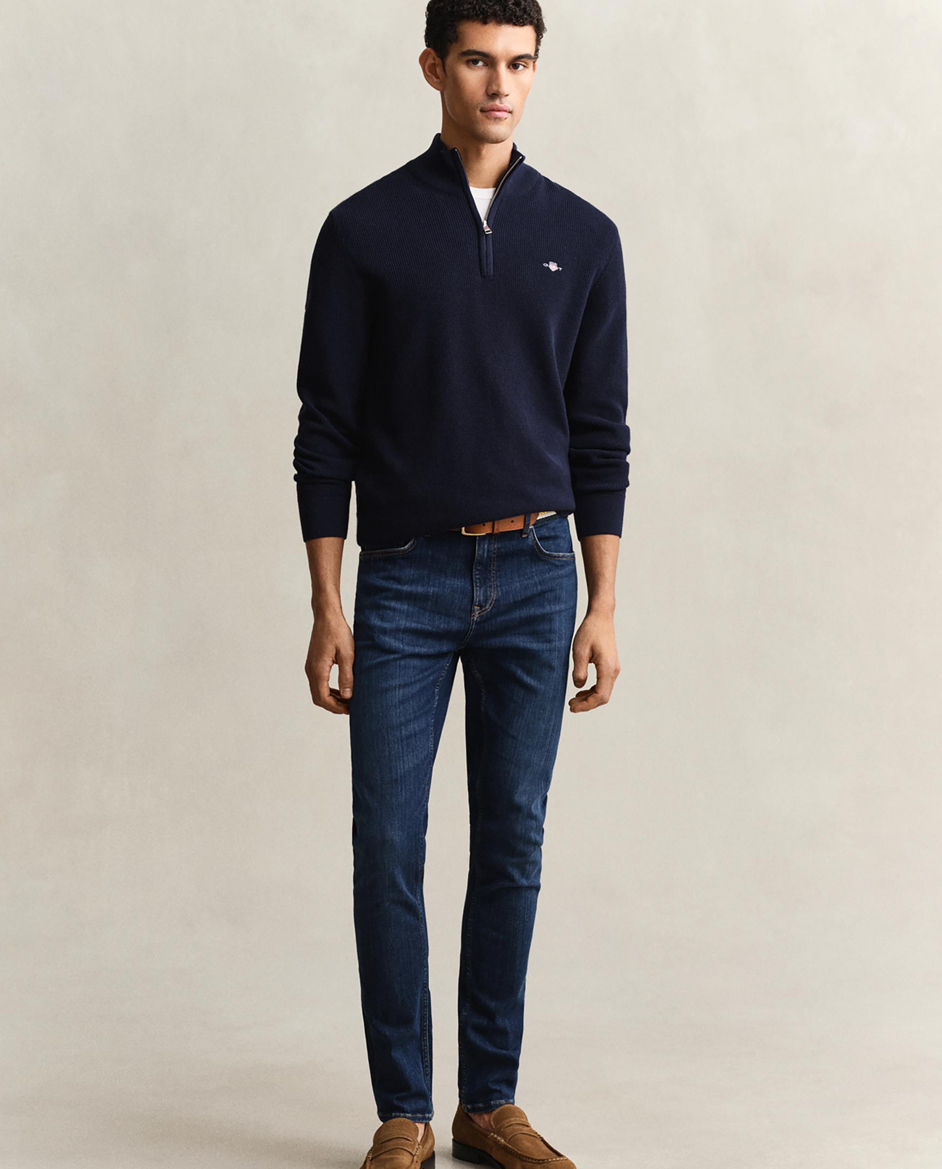 Jeans Slim Denim com Bolsos Azul-3