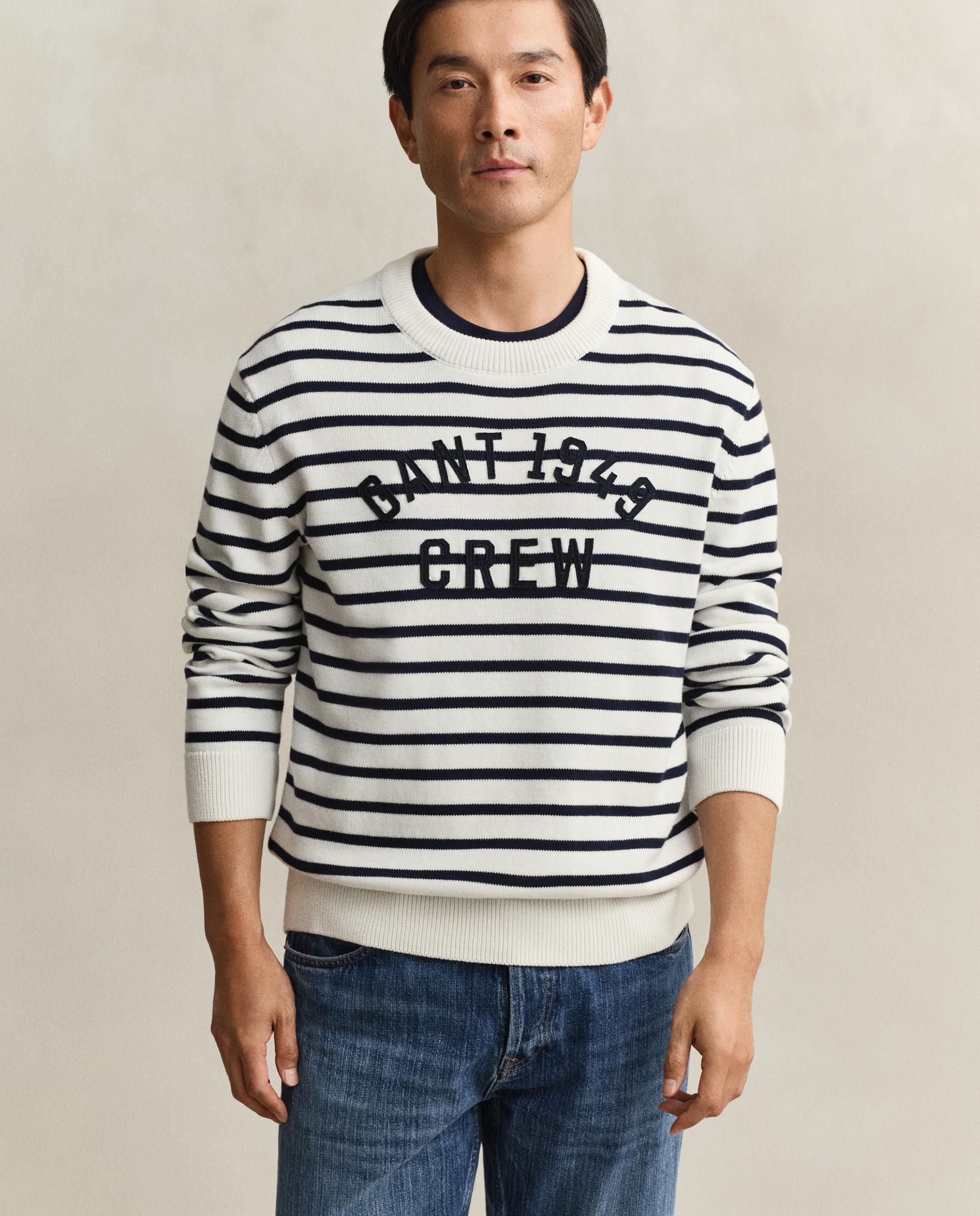 Camisola Às Riscas Breton Graphic Branco-1