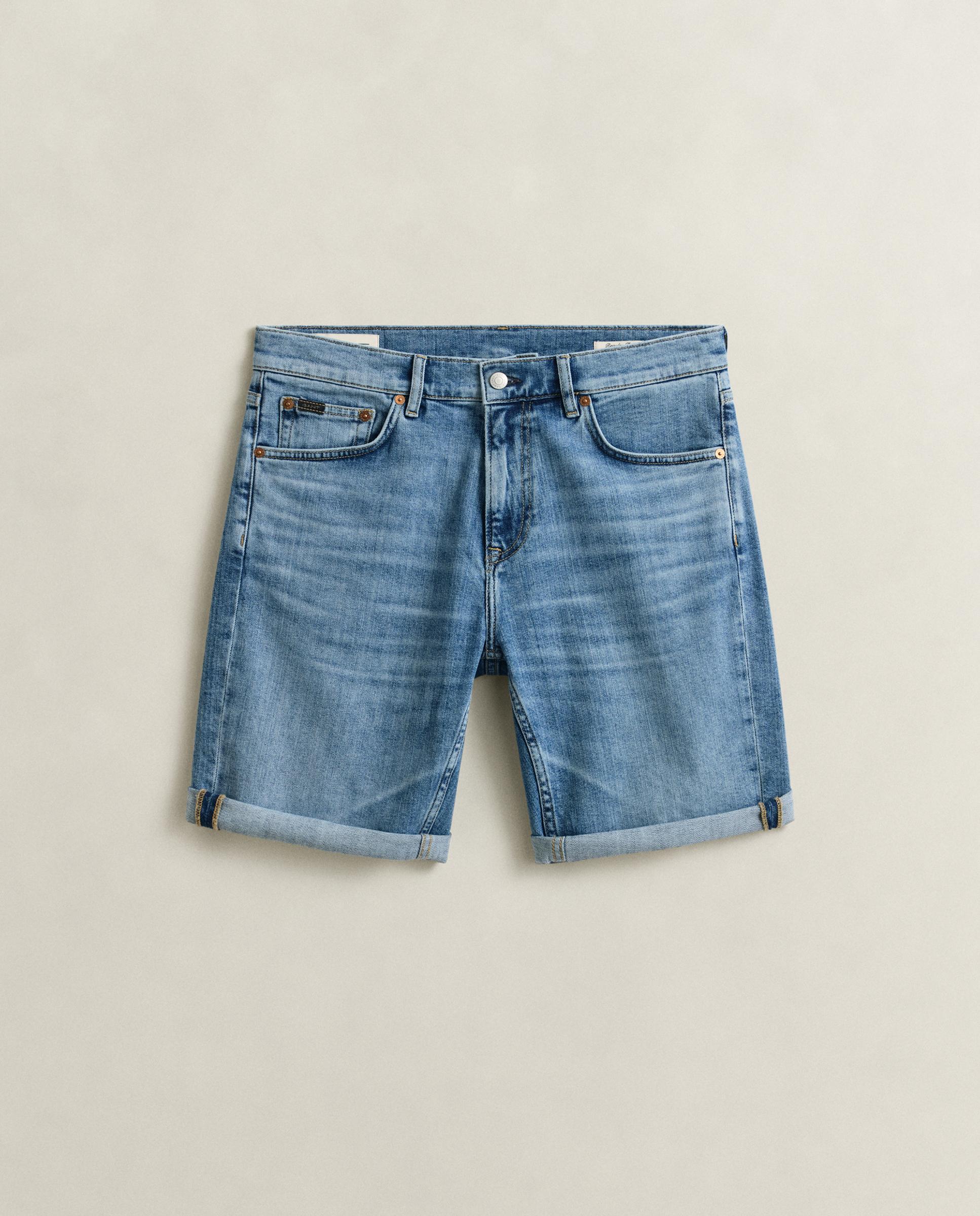 Calções Jeans com Bolsos Azul denim-5