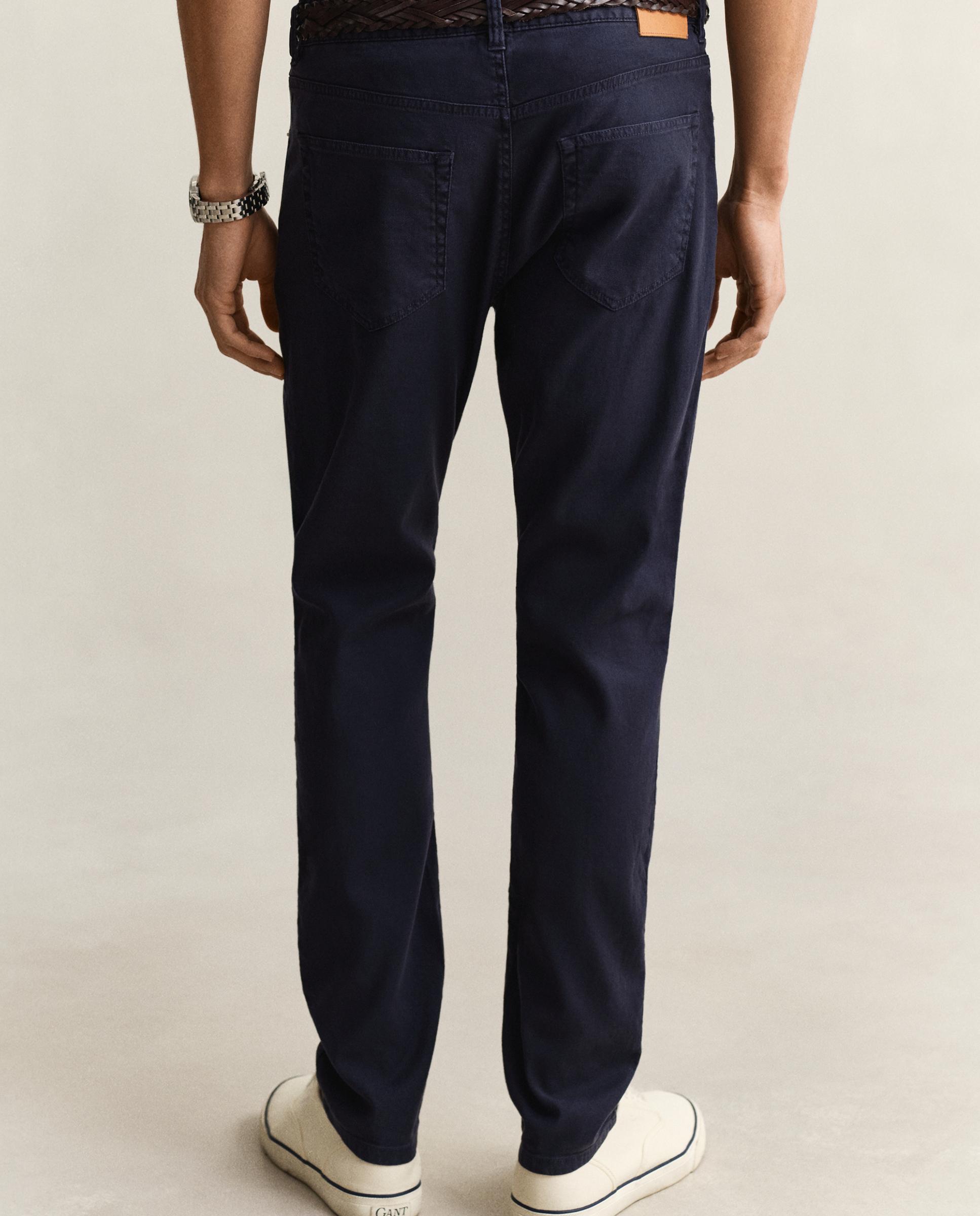 Jeans Regular em Mescla de Linho Azul-2