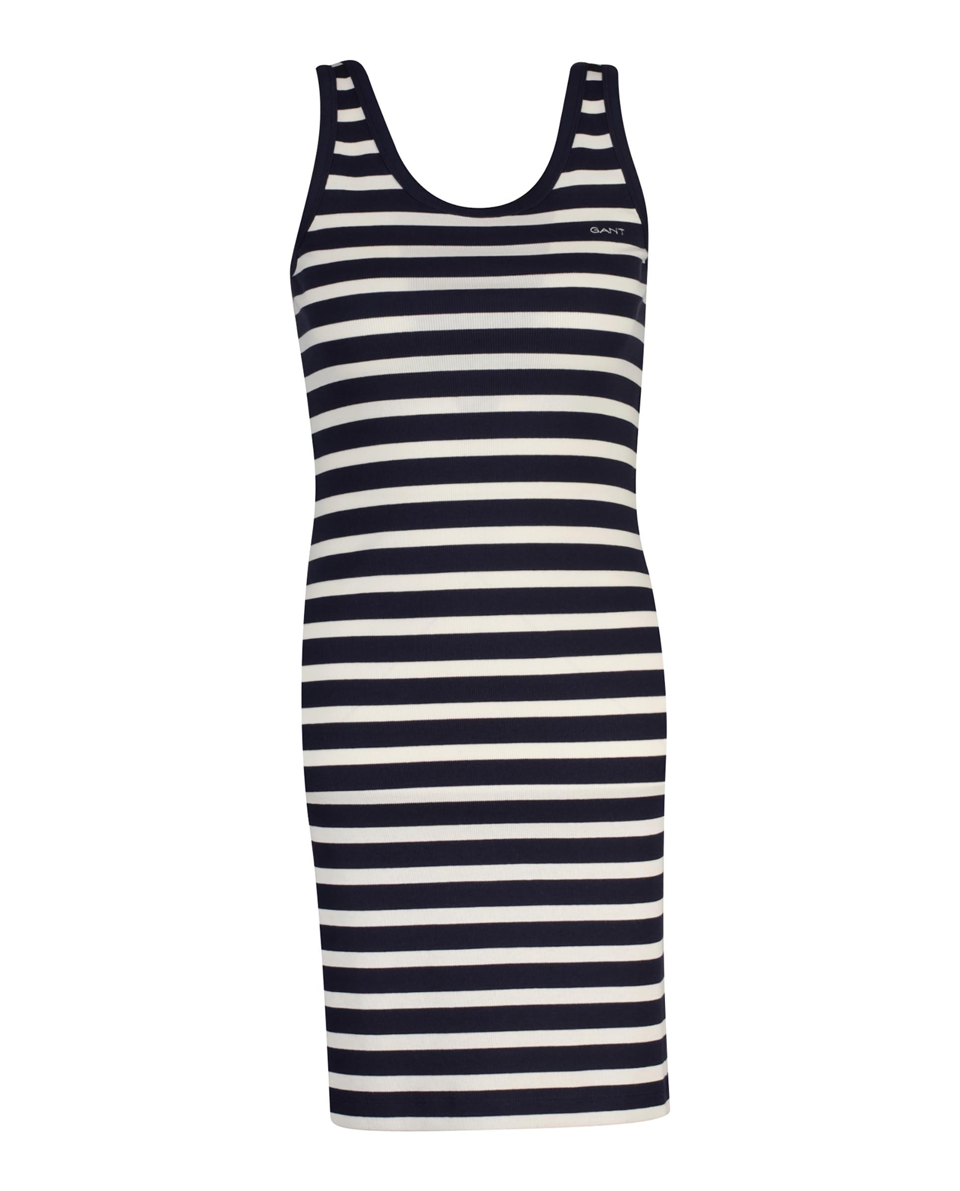 Vestido de Malha Canelada Às Riscas Azul-1