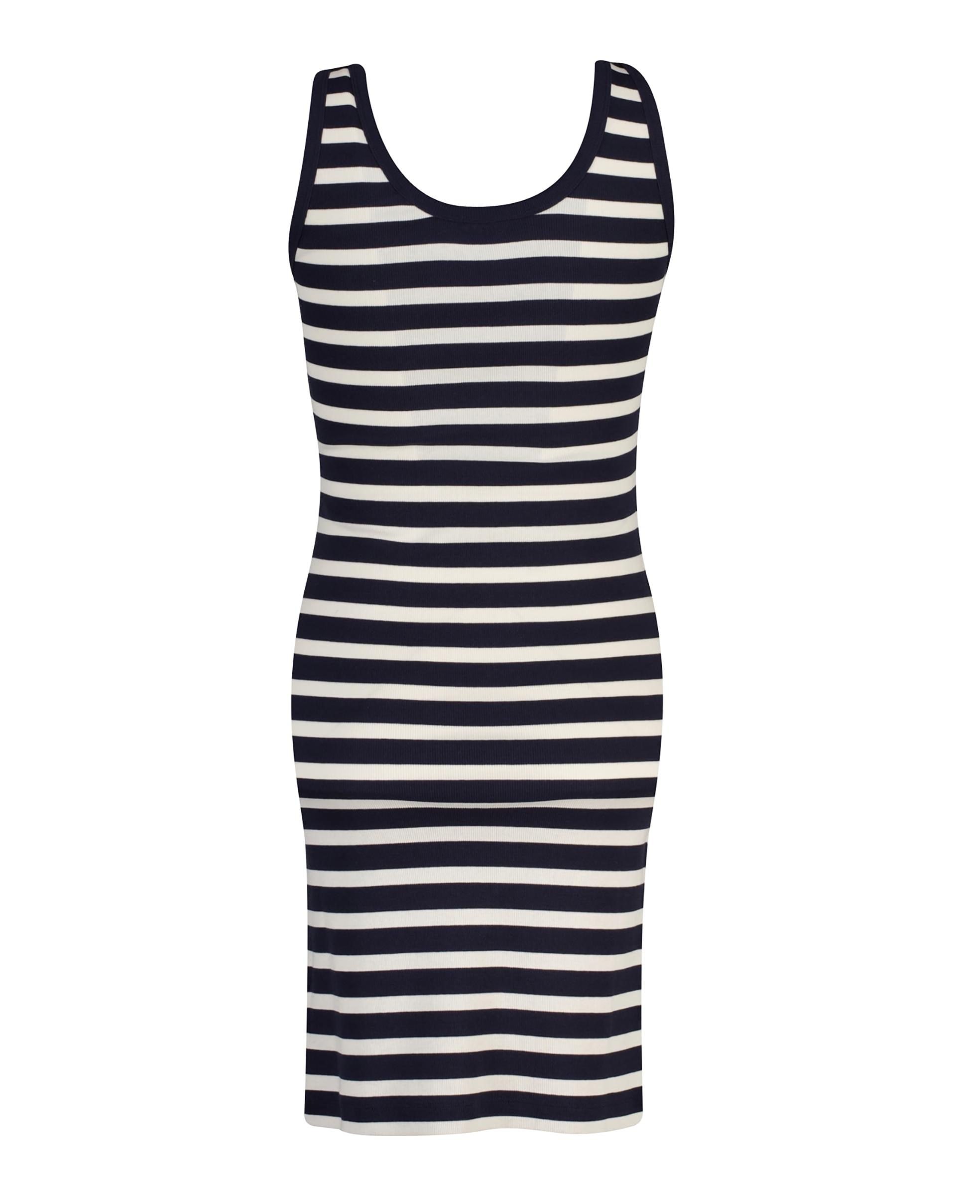 Vestido de Malha Canelada Às Riscas Azul-2