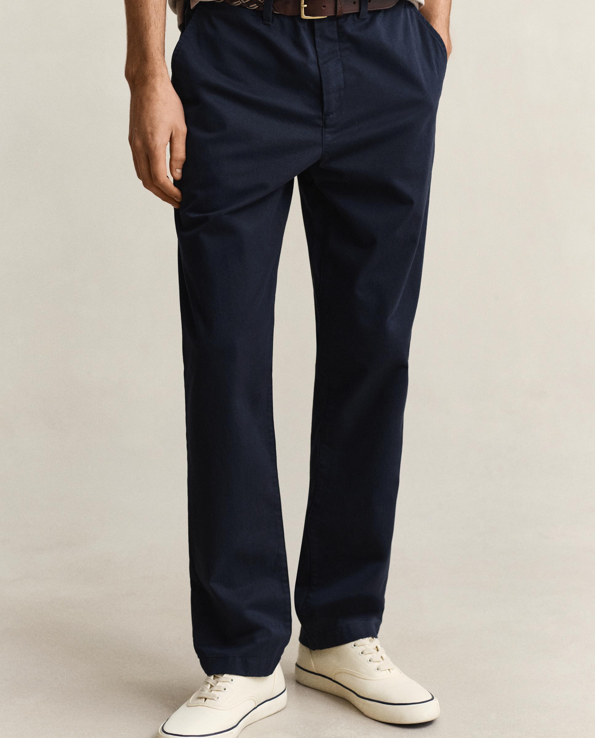 Calças Chino Regular Fit Clássicas Azul-3