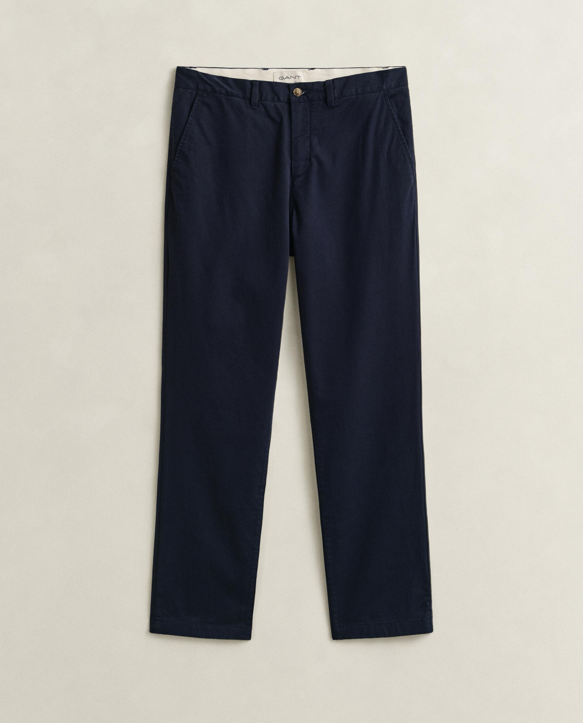 Calças Chino Regular Fit Clássicas Azul-5