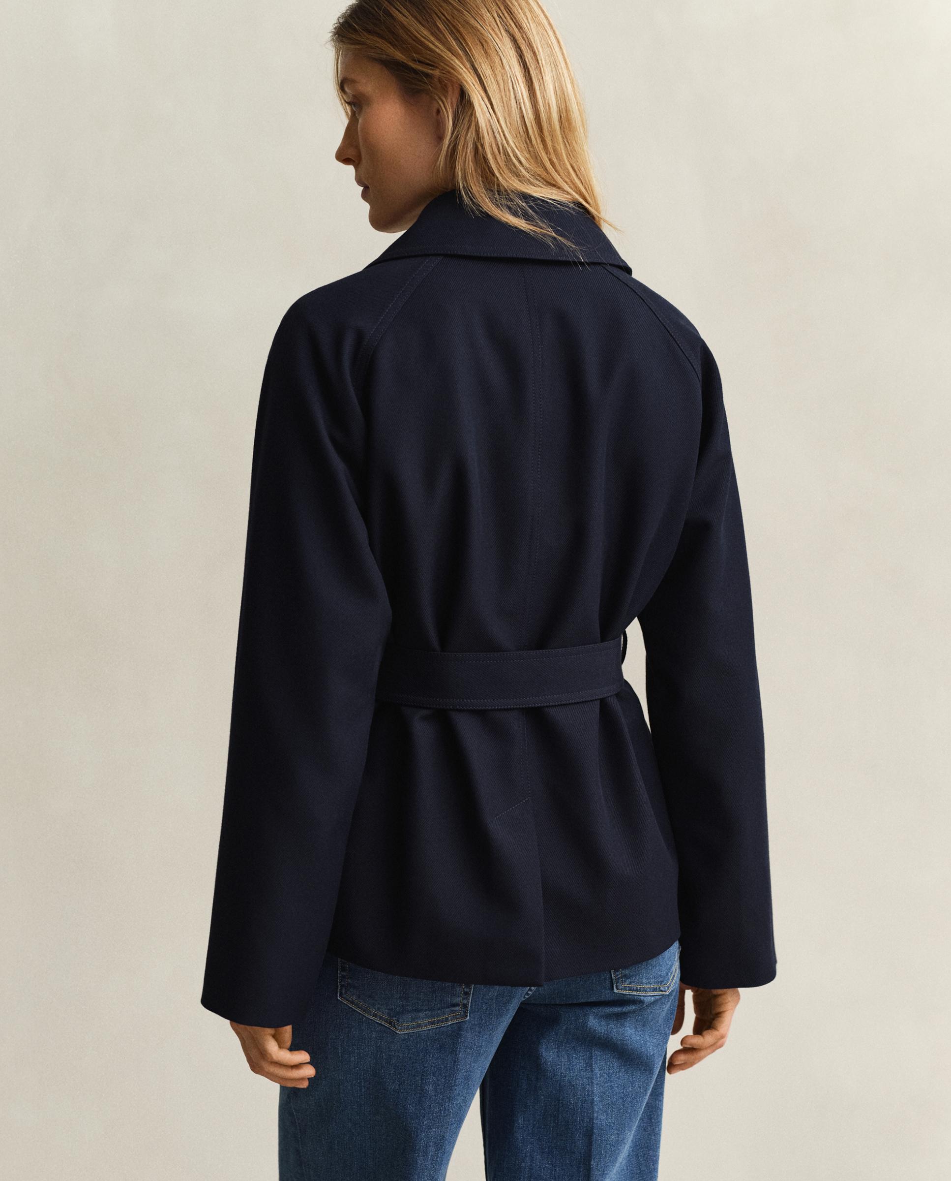 Gabardina Curta com Cinto Azul-2