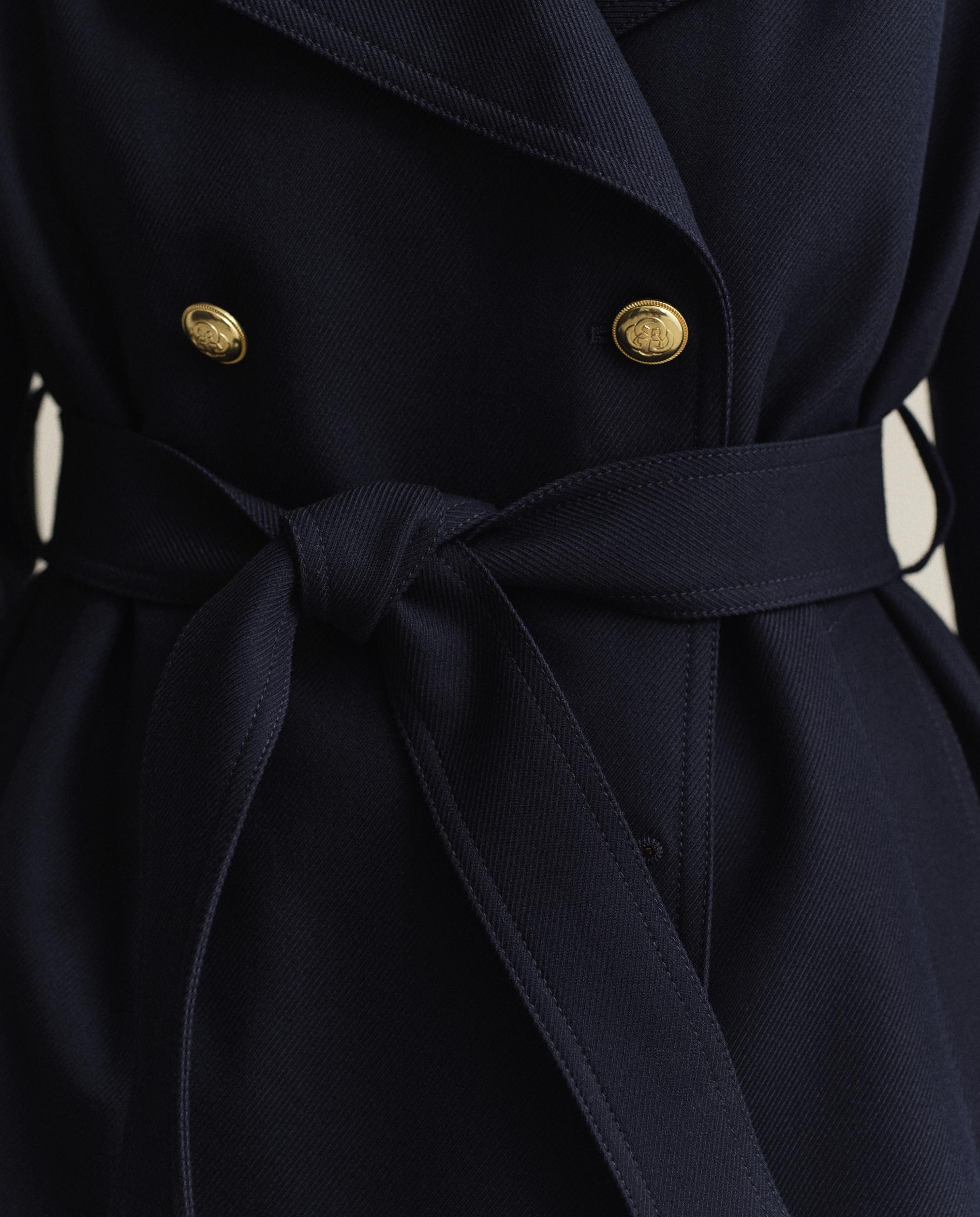 Gabardina Curta com Cinto Azul-3