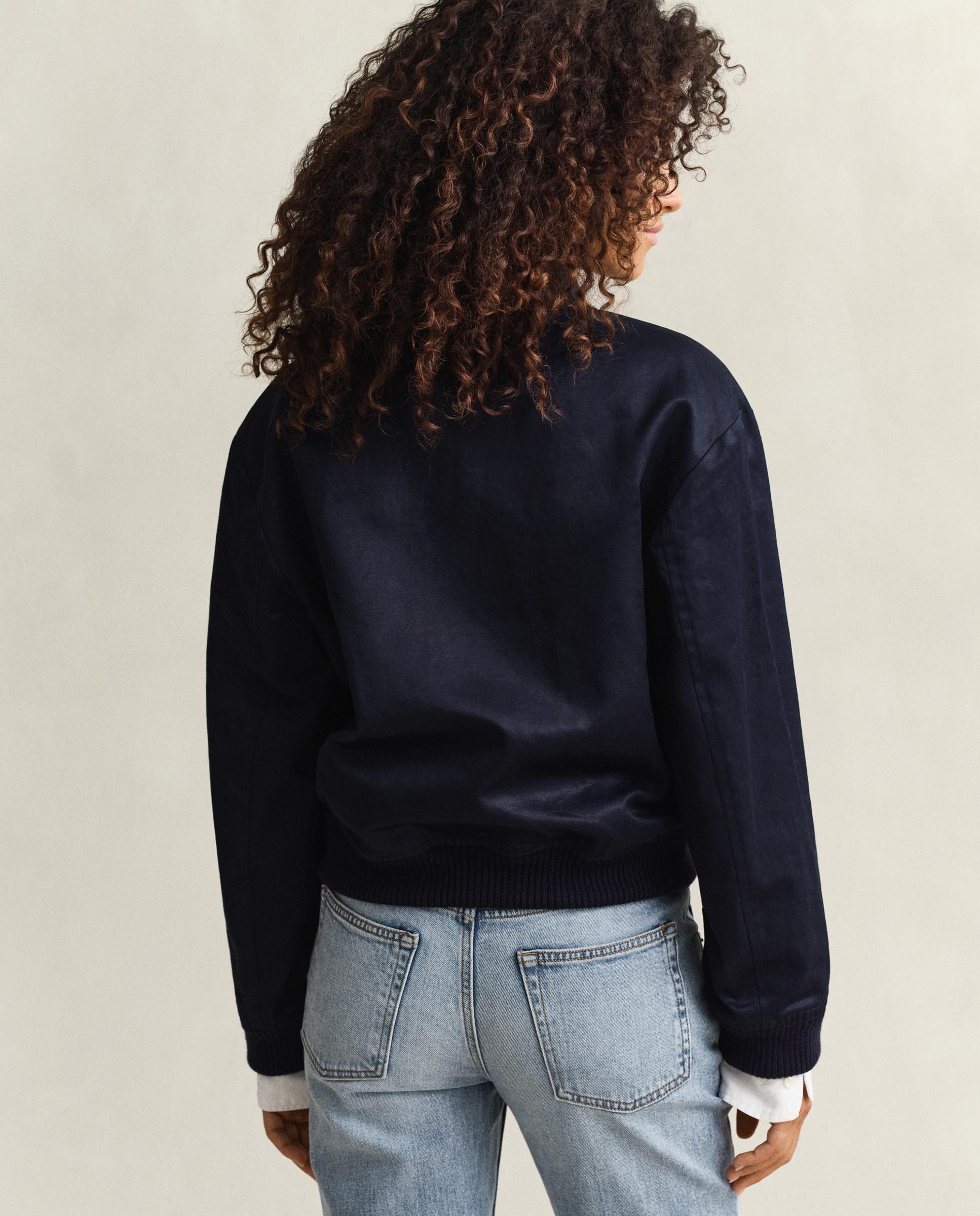 Bomber Varsity de Cetim Azul-2
