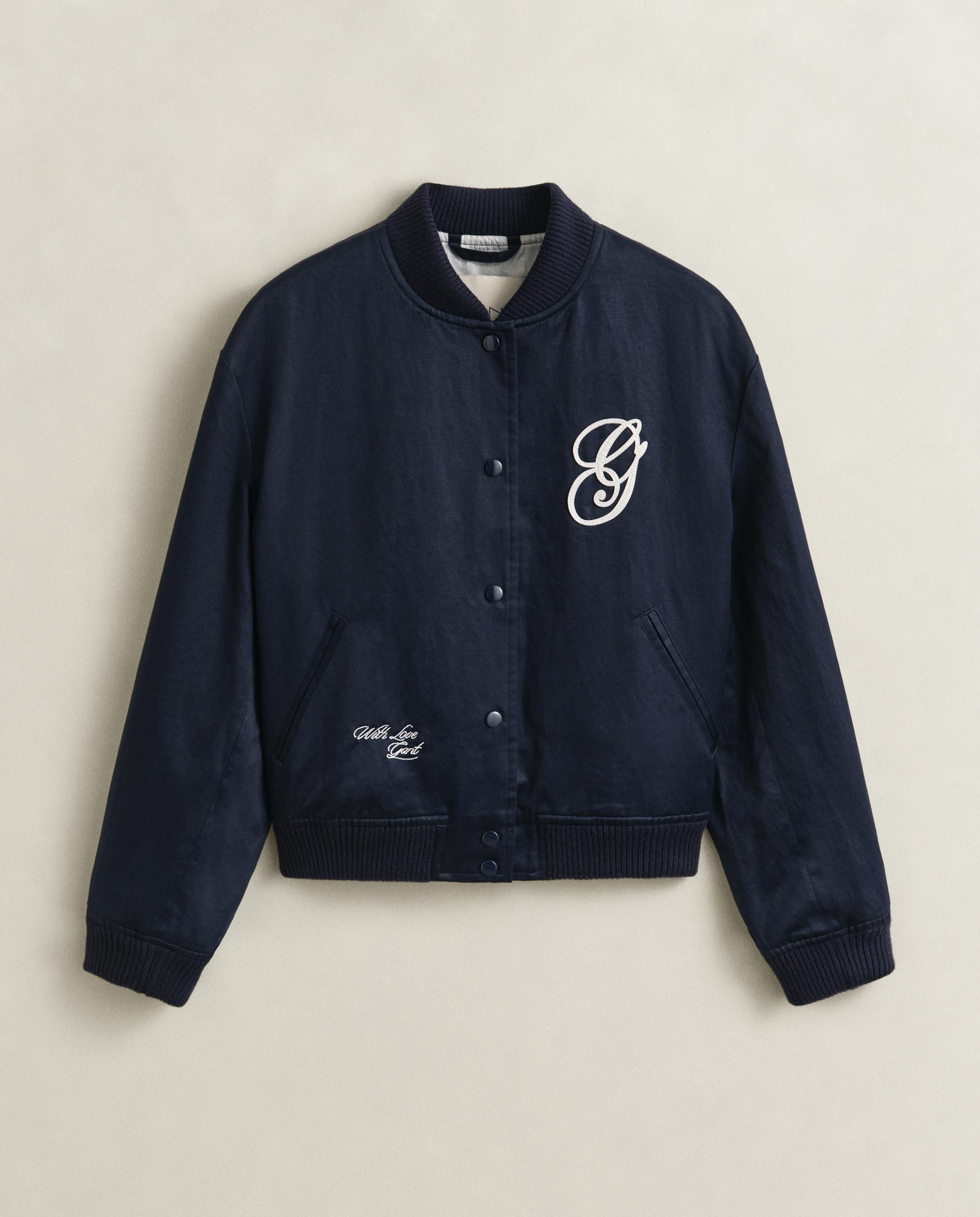Bomber Varsity de Cetim Azul-5