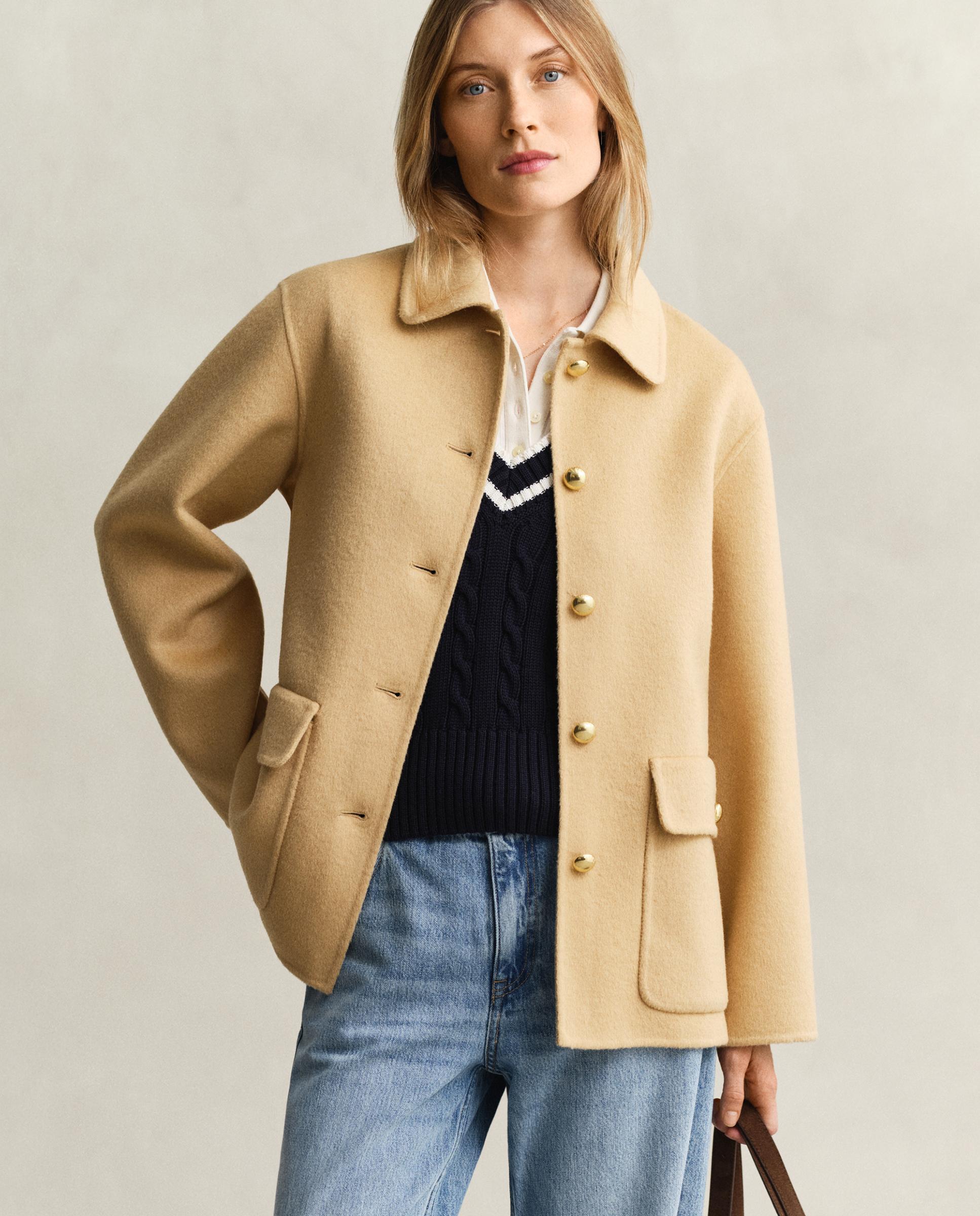 Casaco Cosido À Mão Bege-1