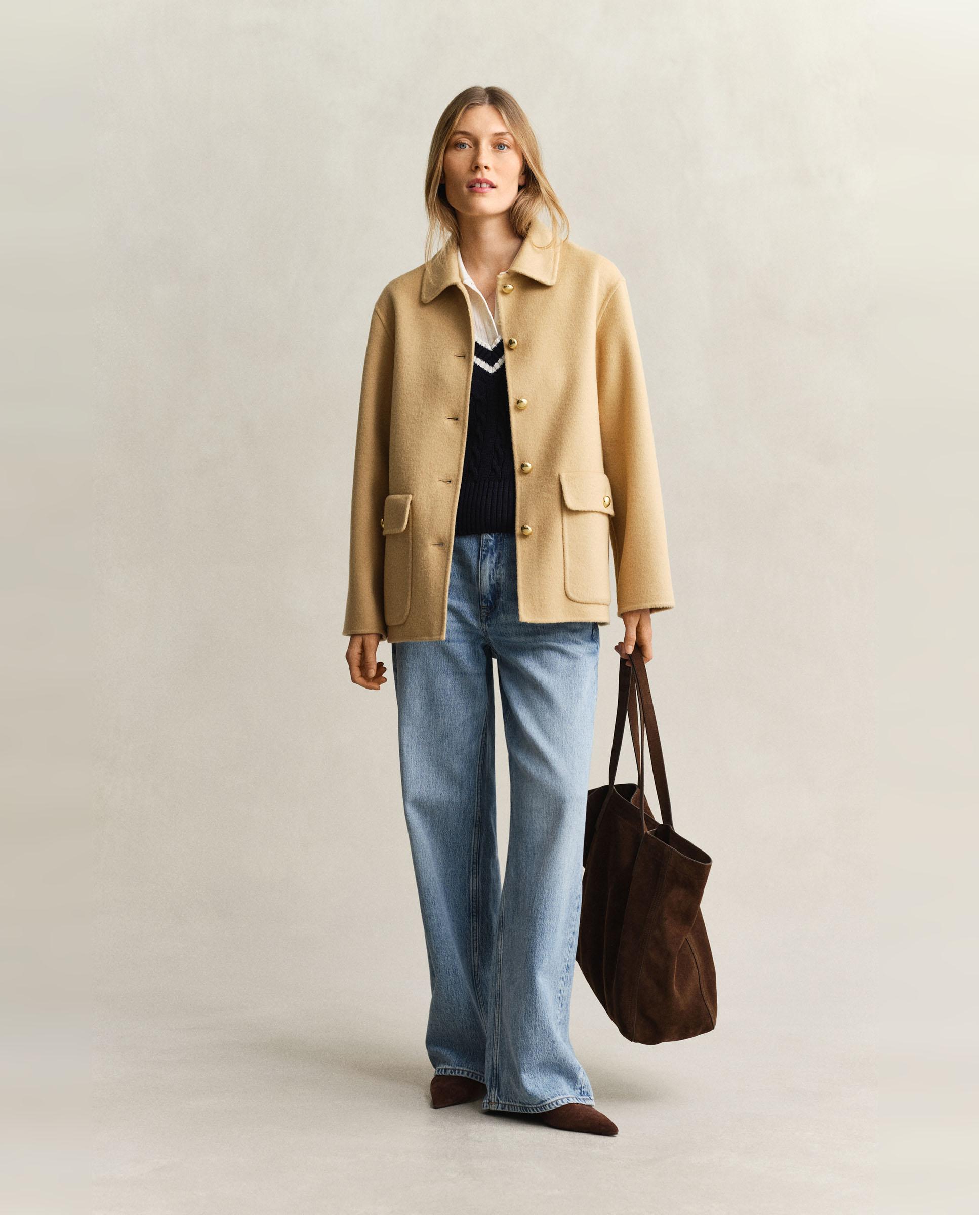 Casaco Cosido À Mão Bege-4