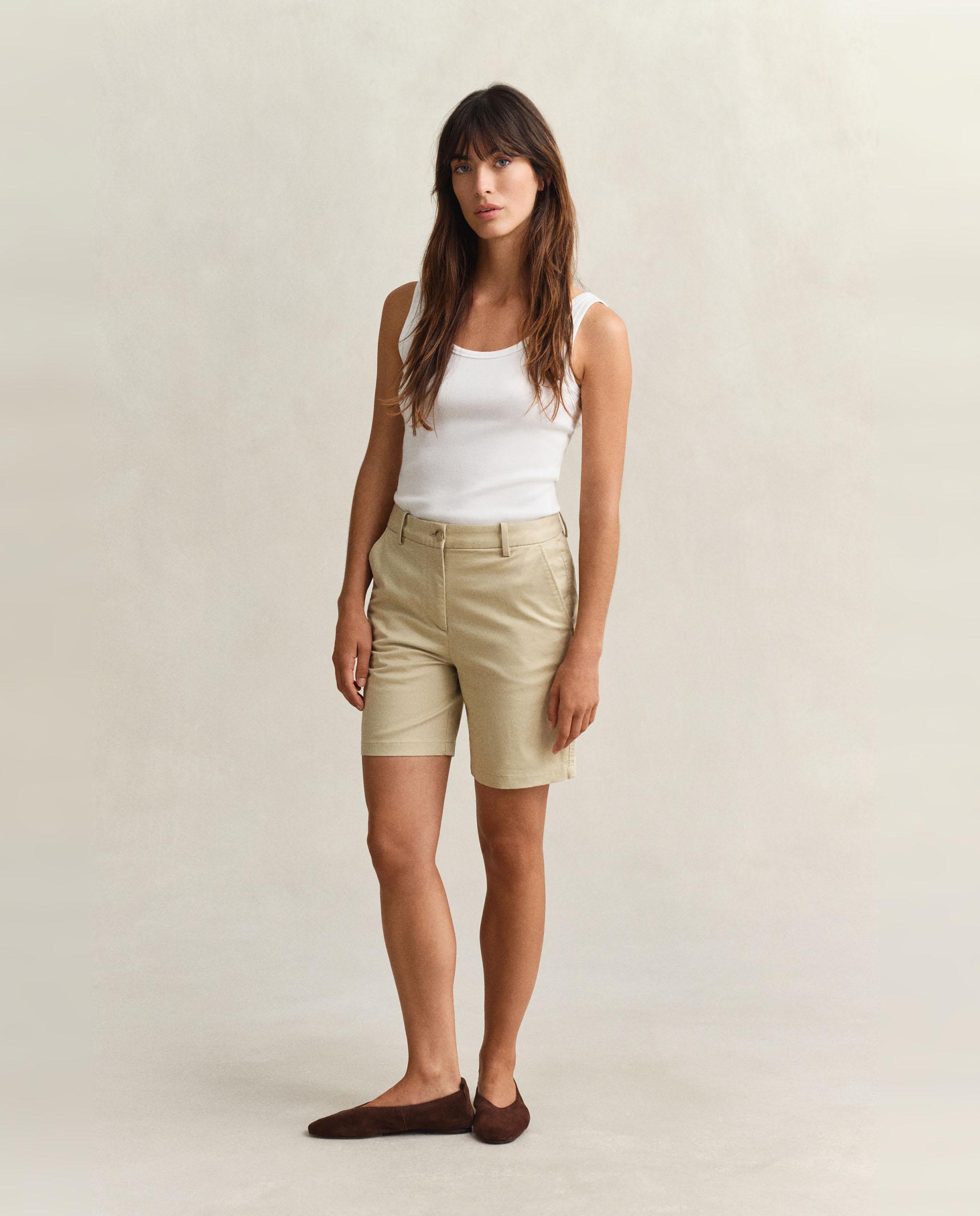 Bermudas Tipo Chinos Lisas Bege-1