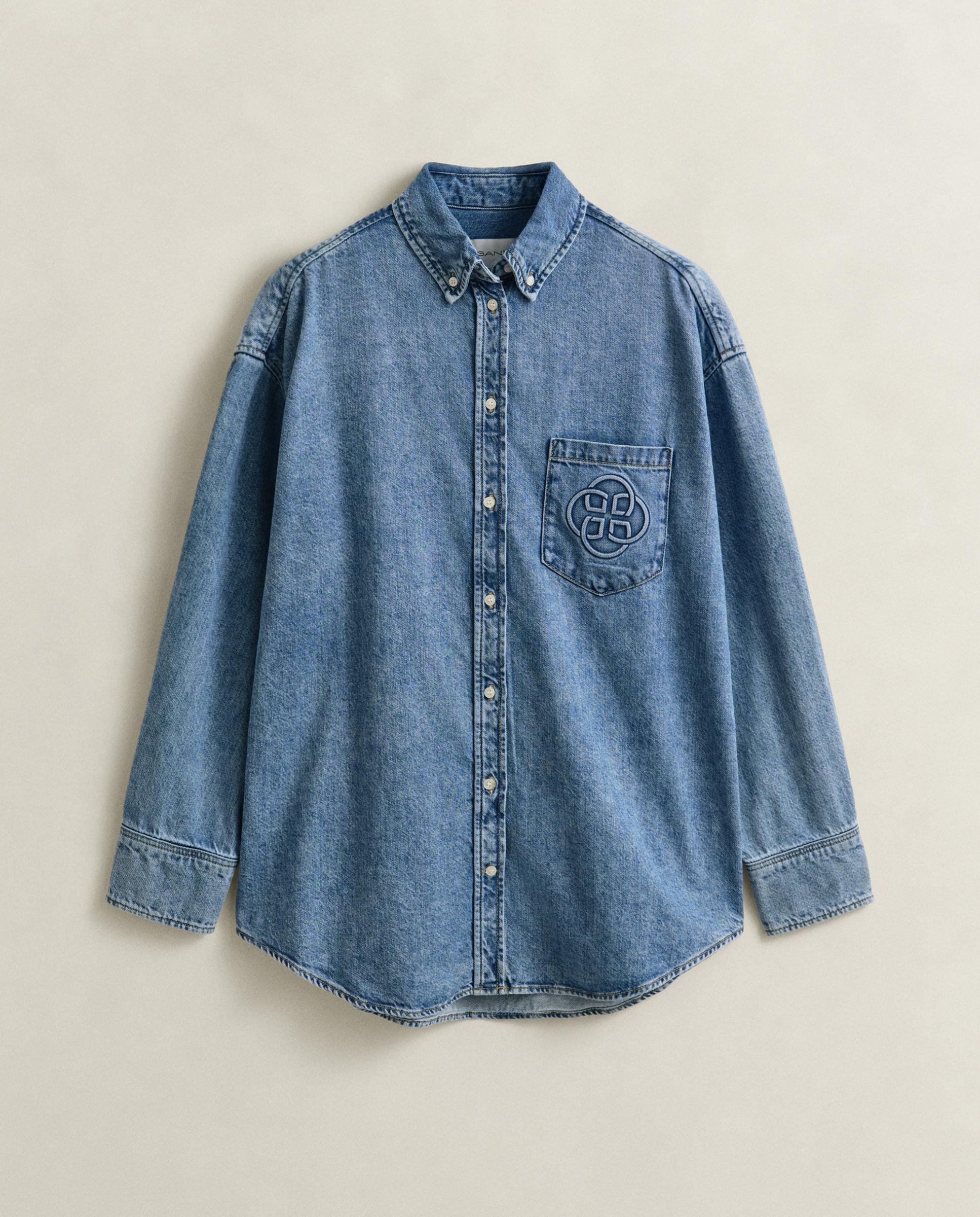 Camisa Jeans Bordada Azul-5