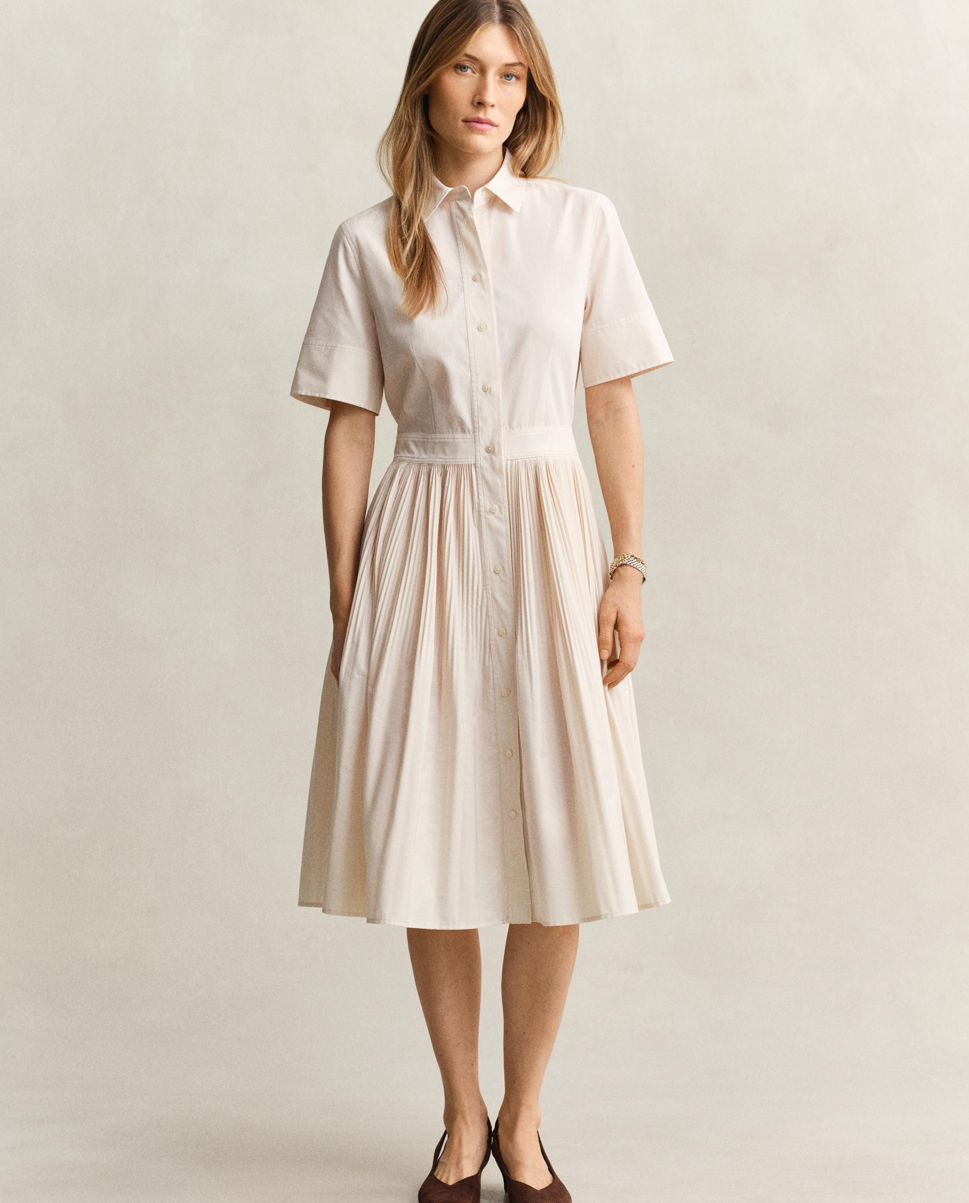 Imagem 0 de Vestido Tipo Camisa Plissado de Algodão