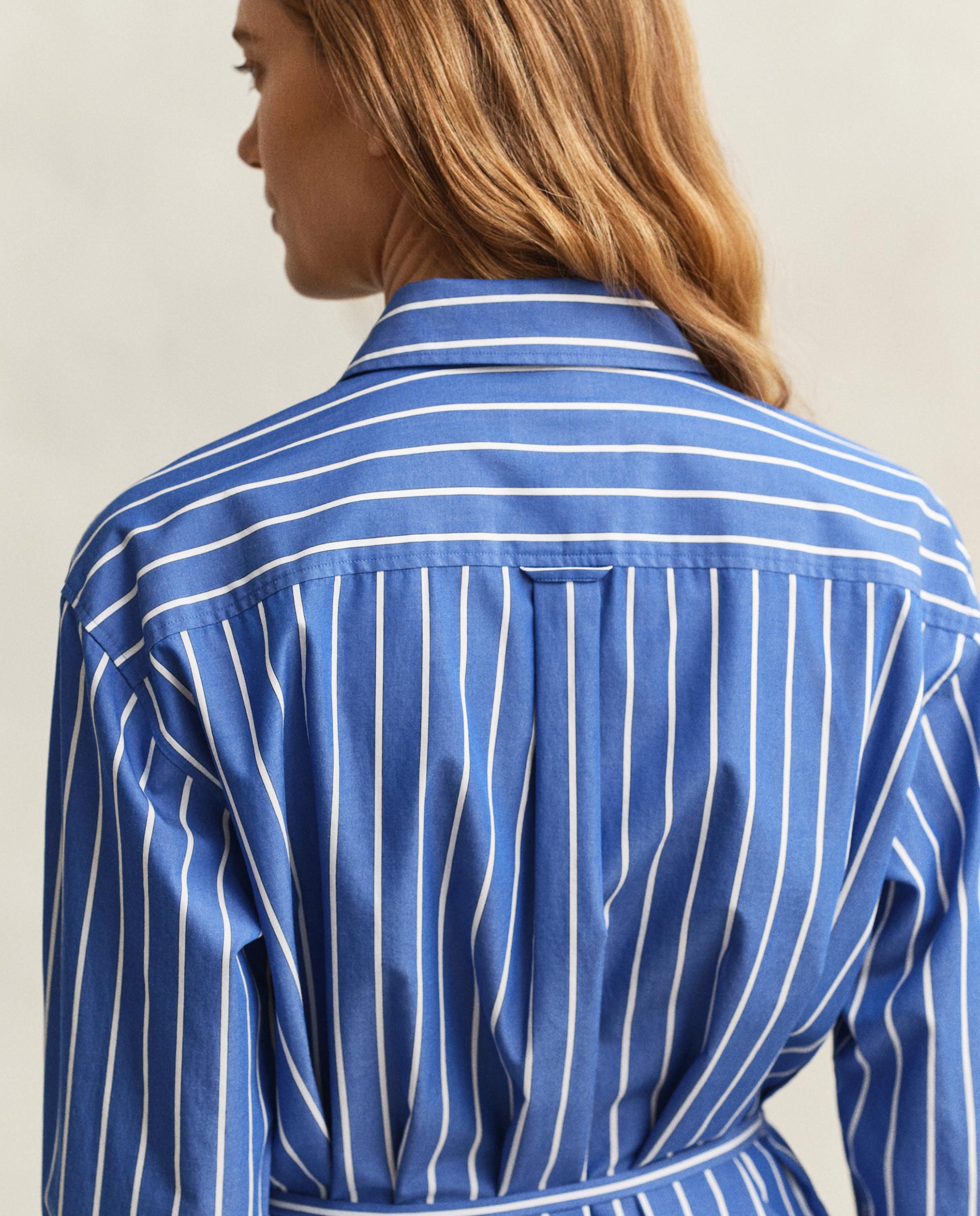 Vestido Clássico de Popelina Às Riscas Azul-3