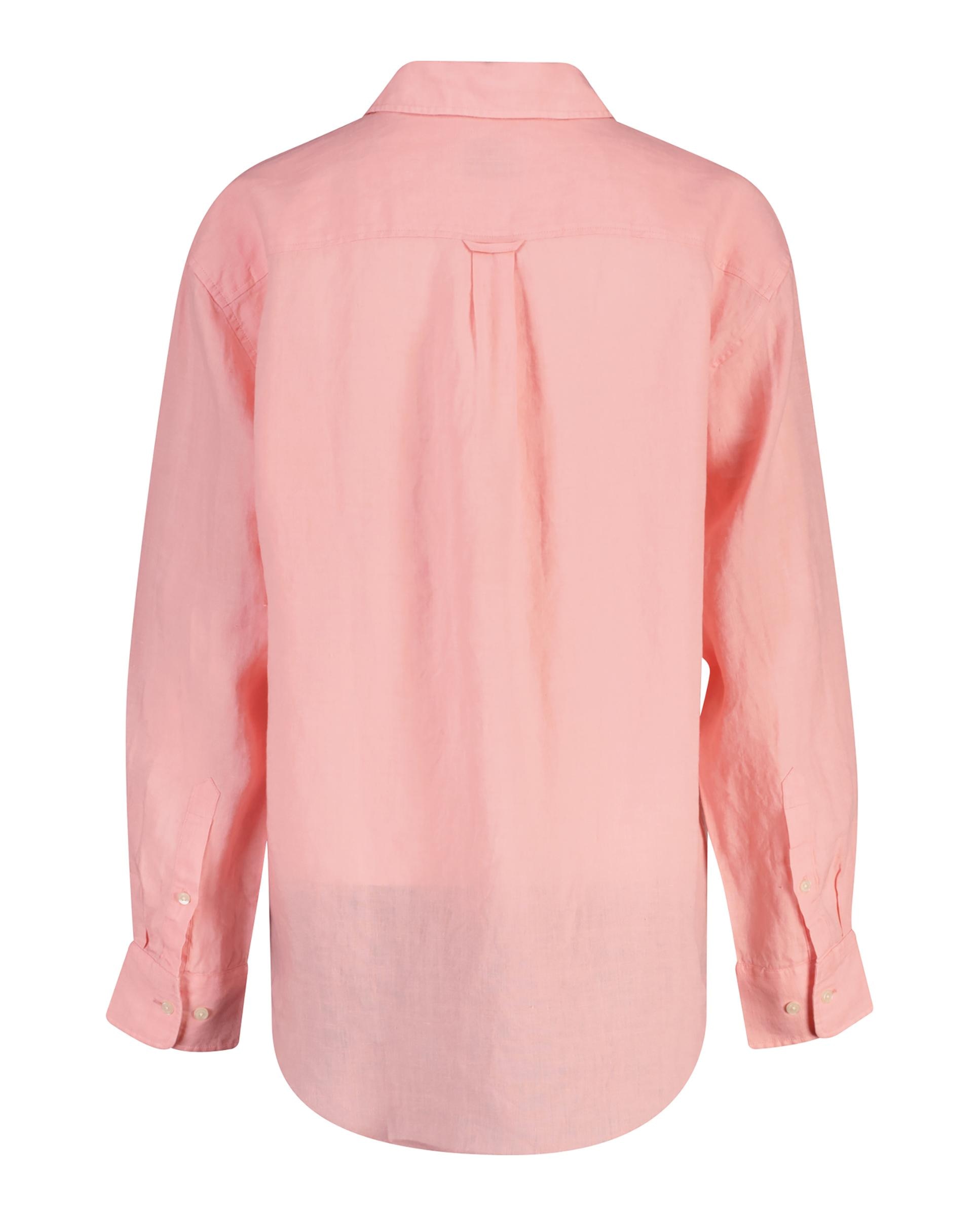 Camisa de Manga Comprida de Linho Rosa-2