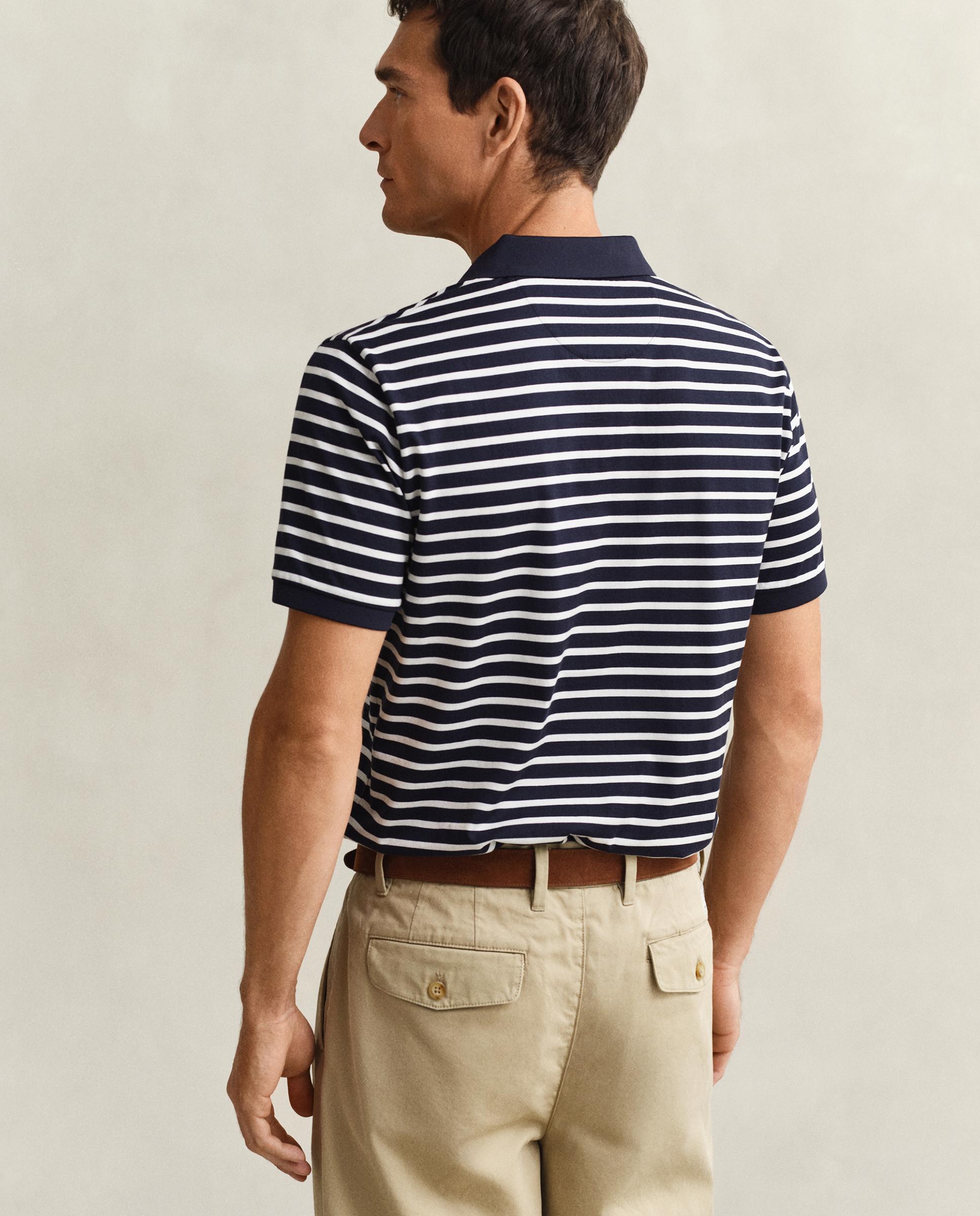 Polo de Algodão Pima Às Riscas Azul-2