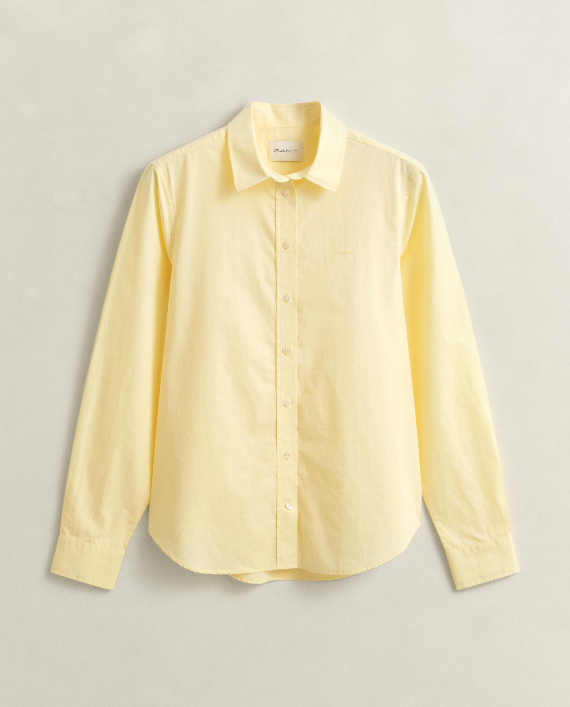 Camisa Clássica de Popelina Amarelo-1