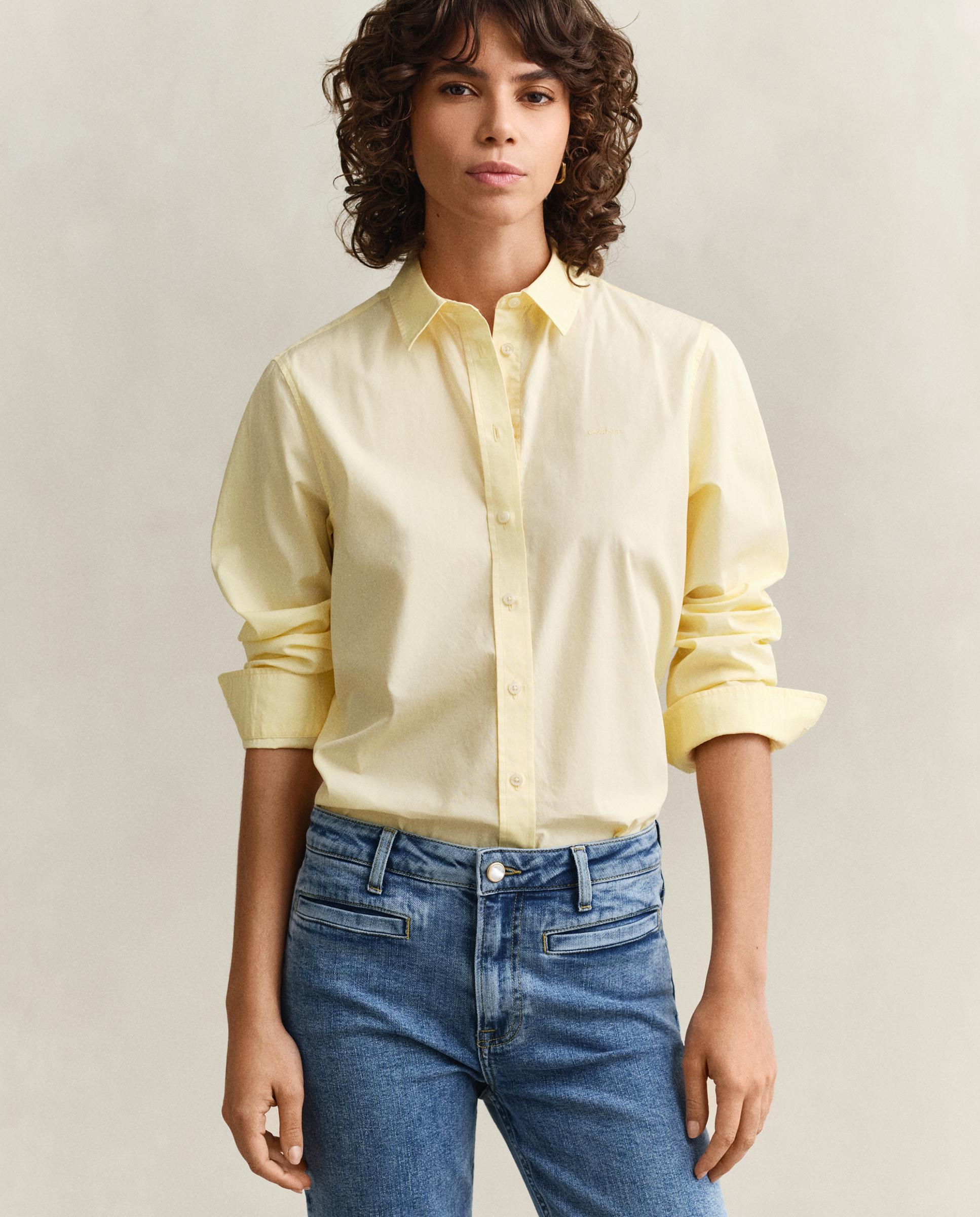 Camisa Clássica de Popelina Amarelo-2