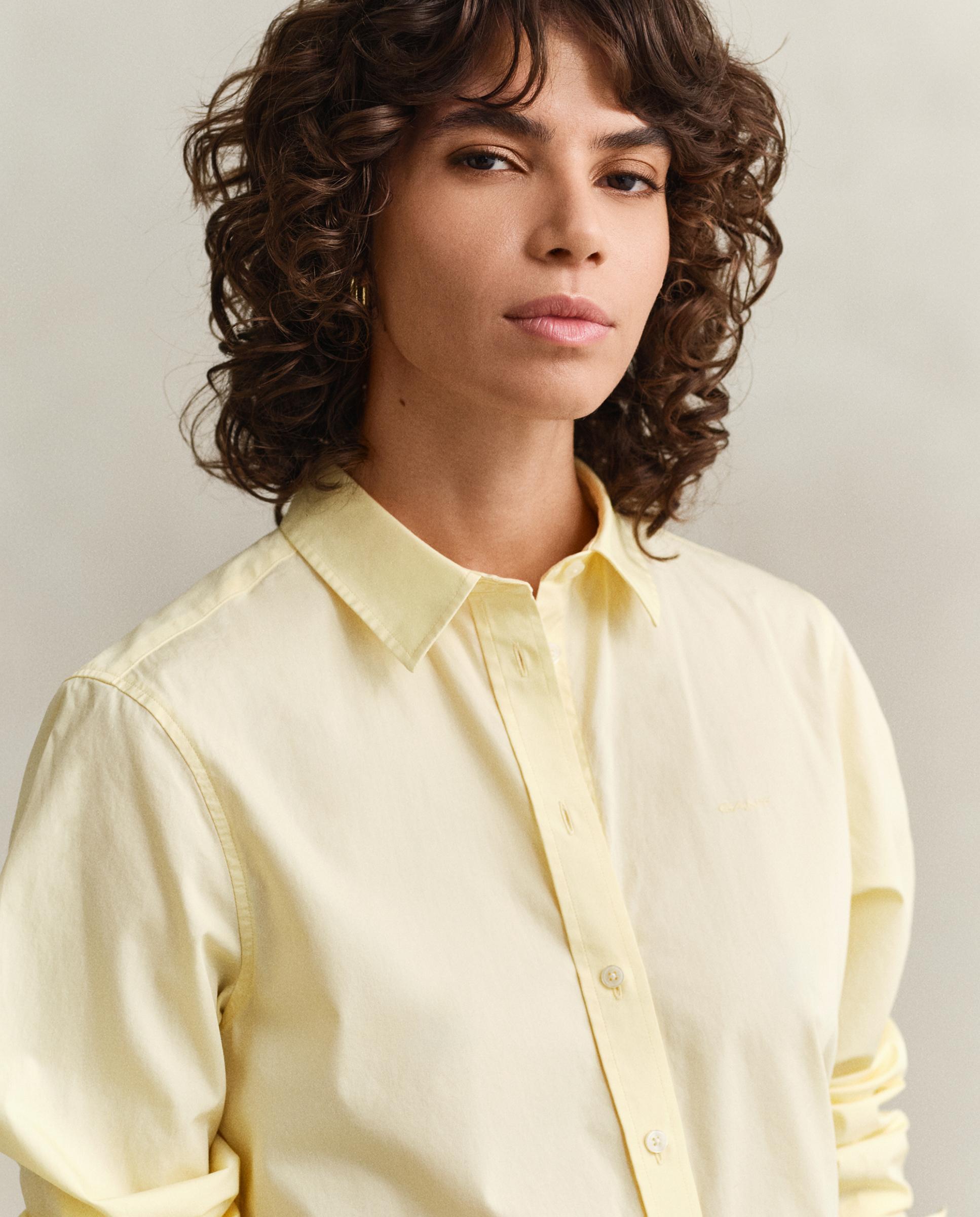 Camisa Clássica de Popelina Amarelo-4