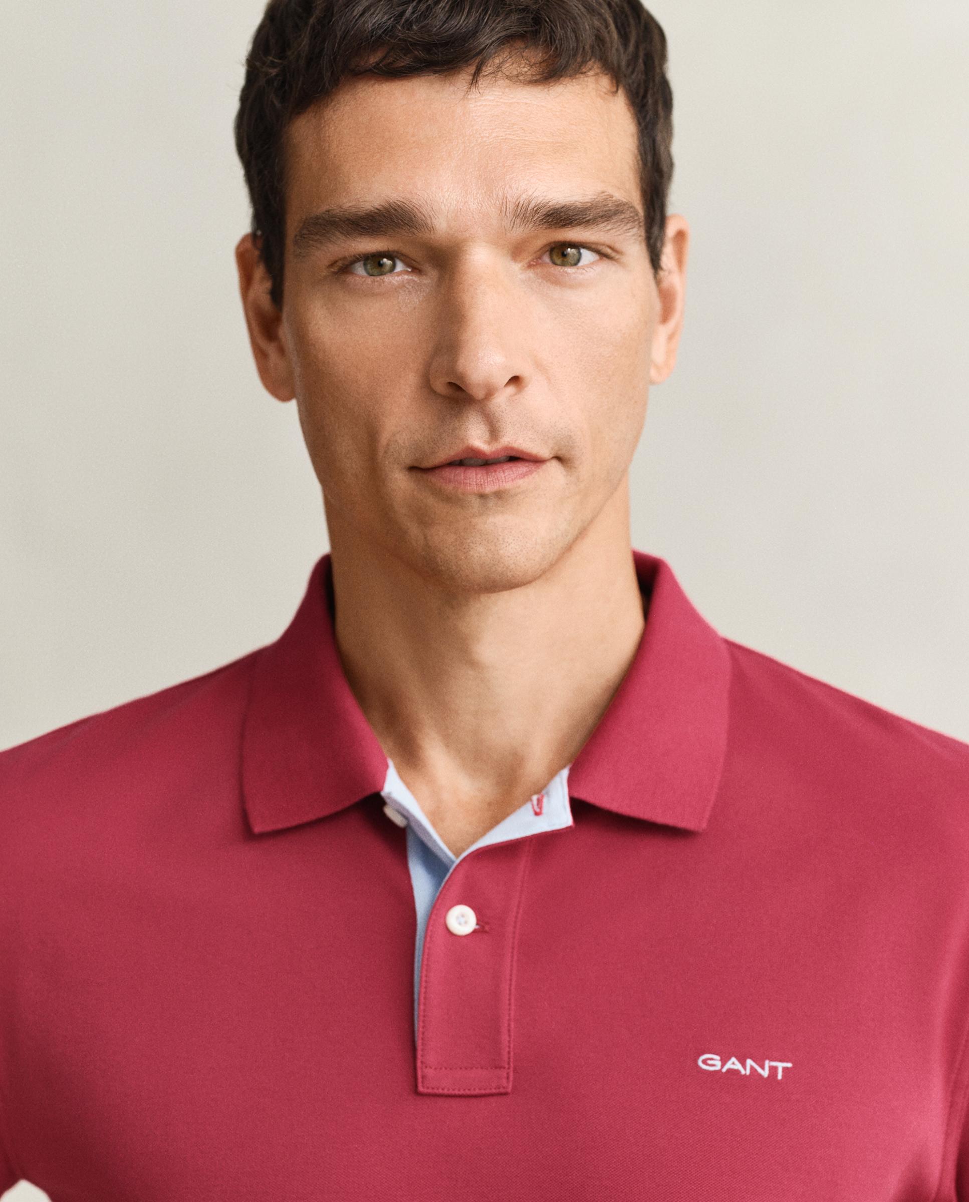 Polo de Piqué com Contraste Vermelho-3