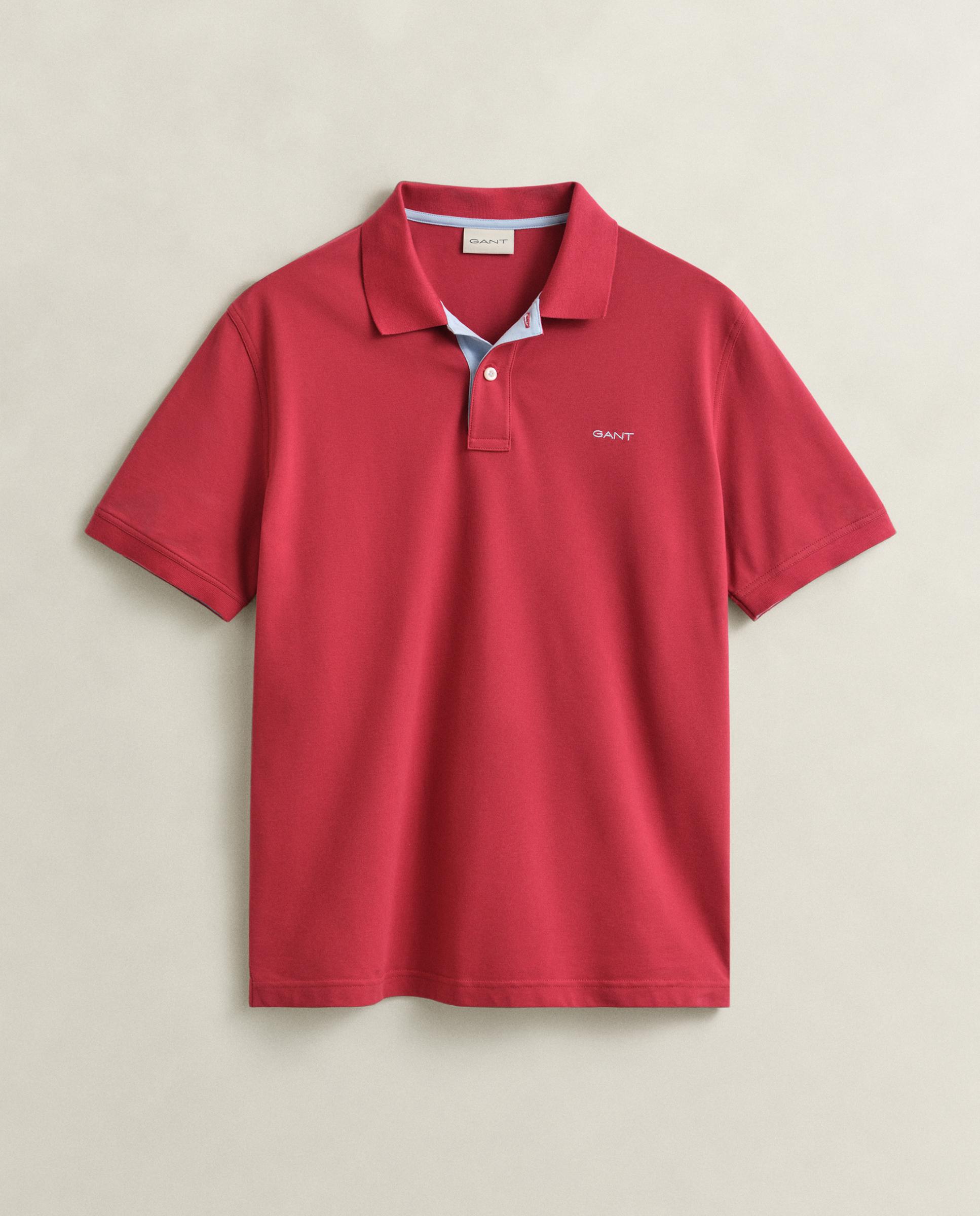 Polo de Piqué com Contraste Vermelho-5
