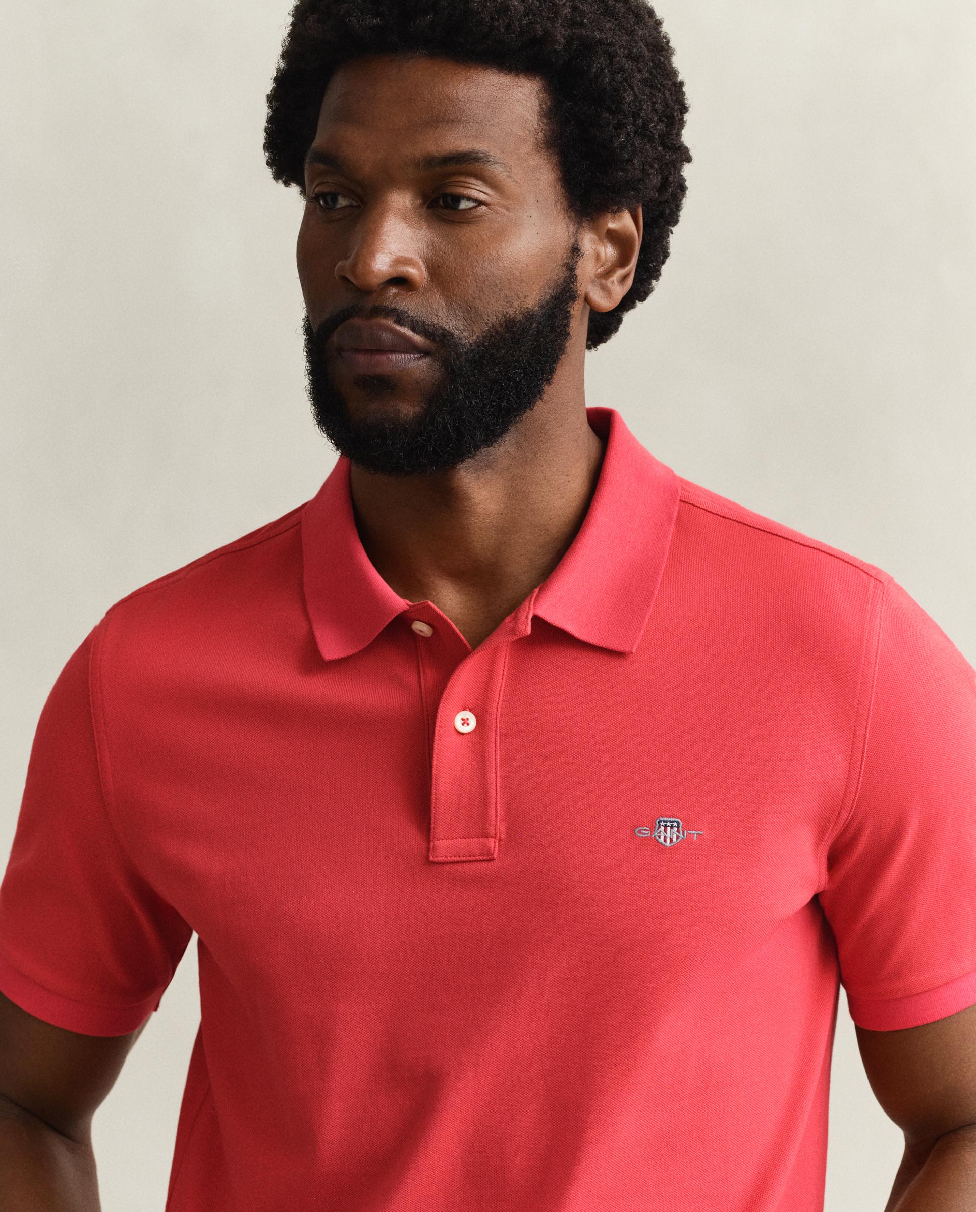 Polo de Piqué Regular Fit Shield Rosa-3