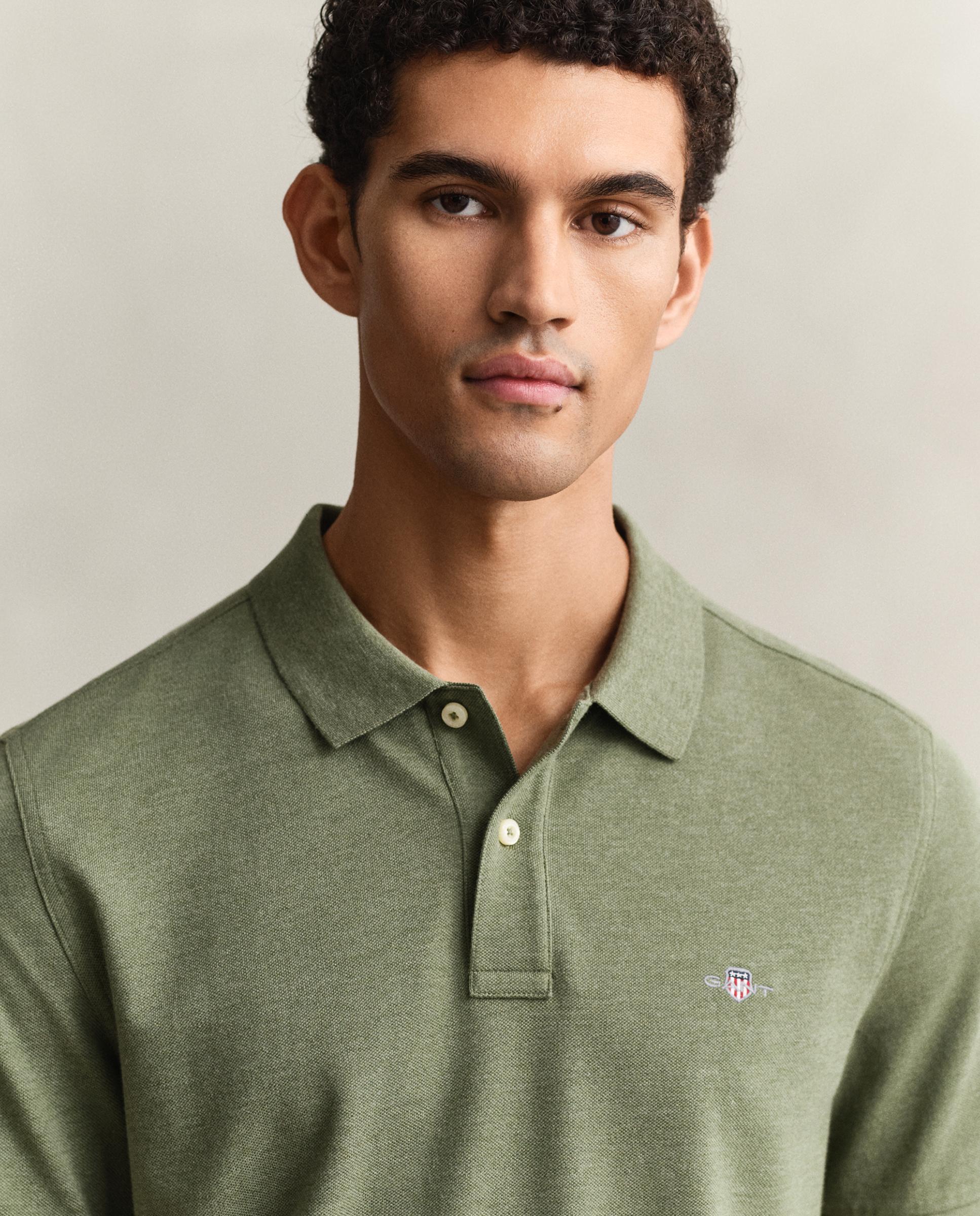 Polo de Piqué Regular Fit Shield Verde-antiquário-3
