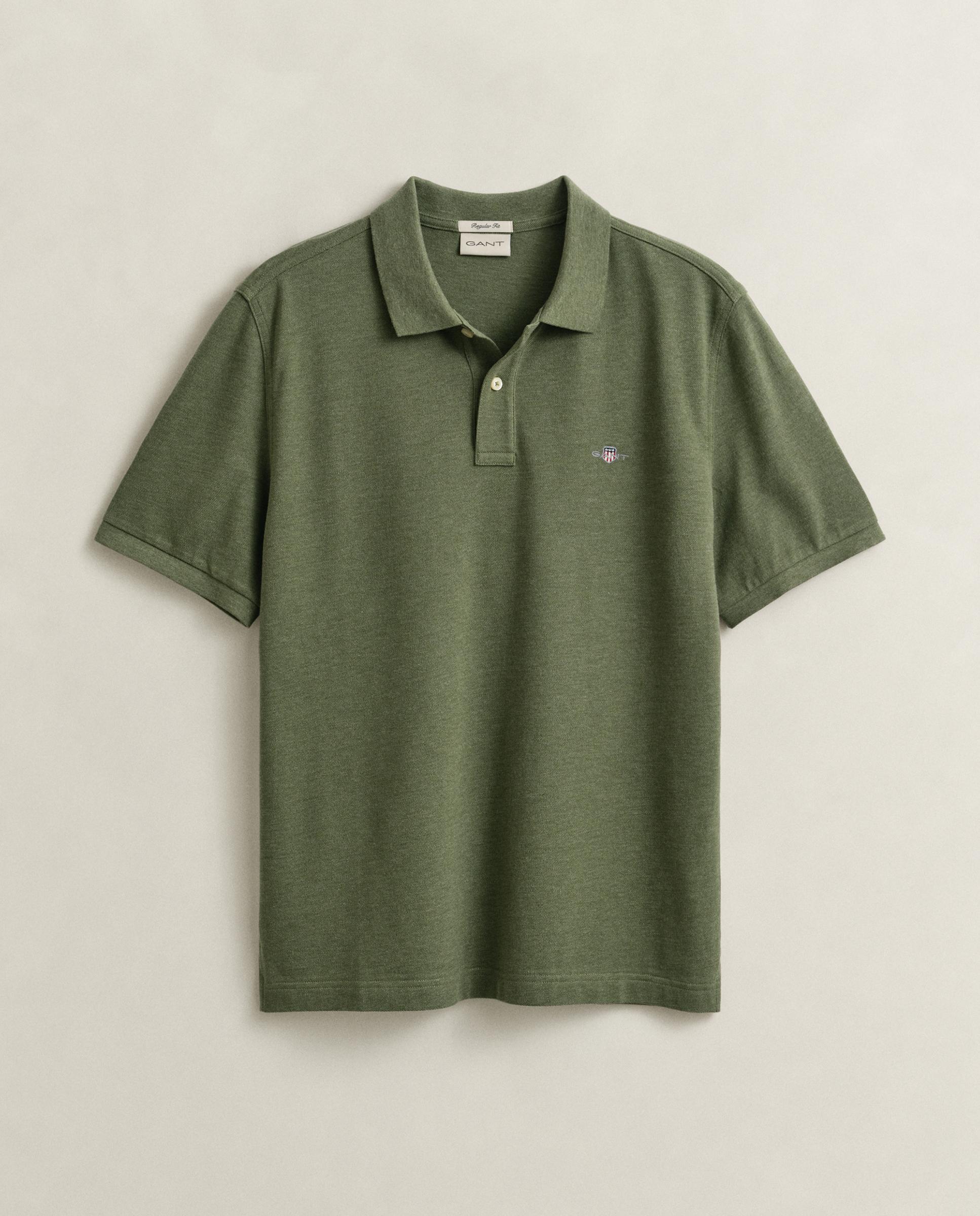 Polo de Piqué Regular Fit Shield Verde-antiquário-4