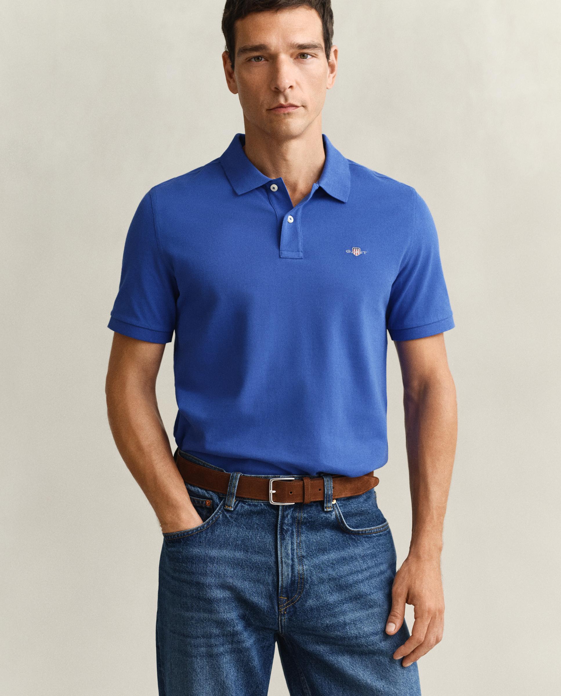 Polo de Piqué Regular Fit Shield Azul denim-1