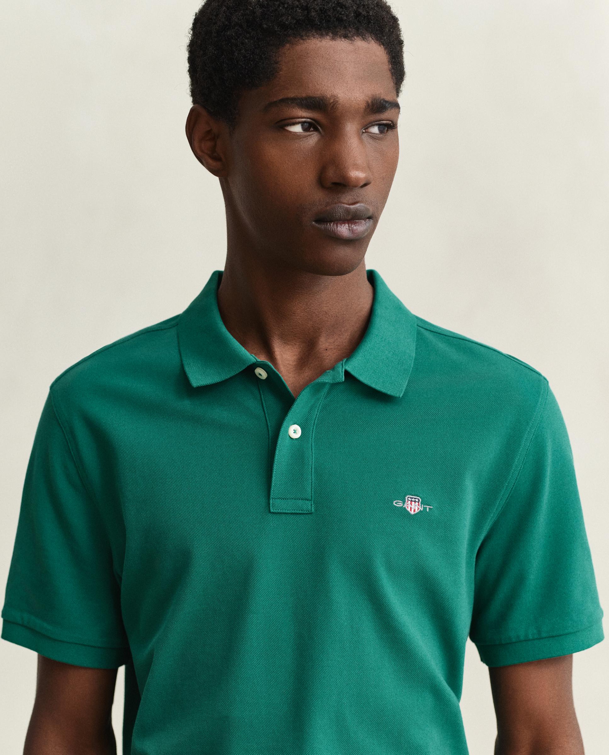 Polo de Piqué Regular Fit Shield Verde-escuro-3