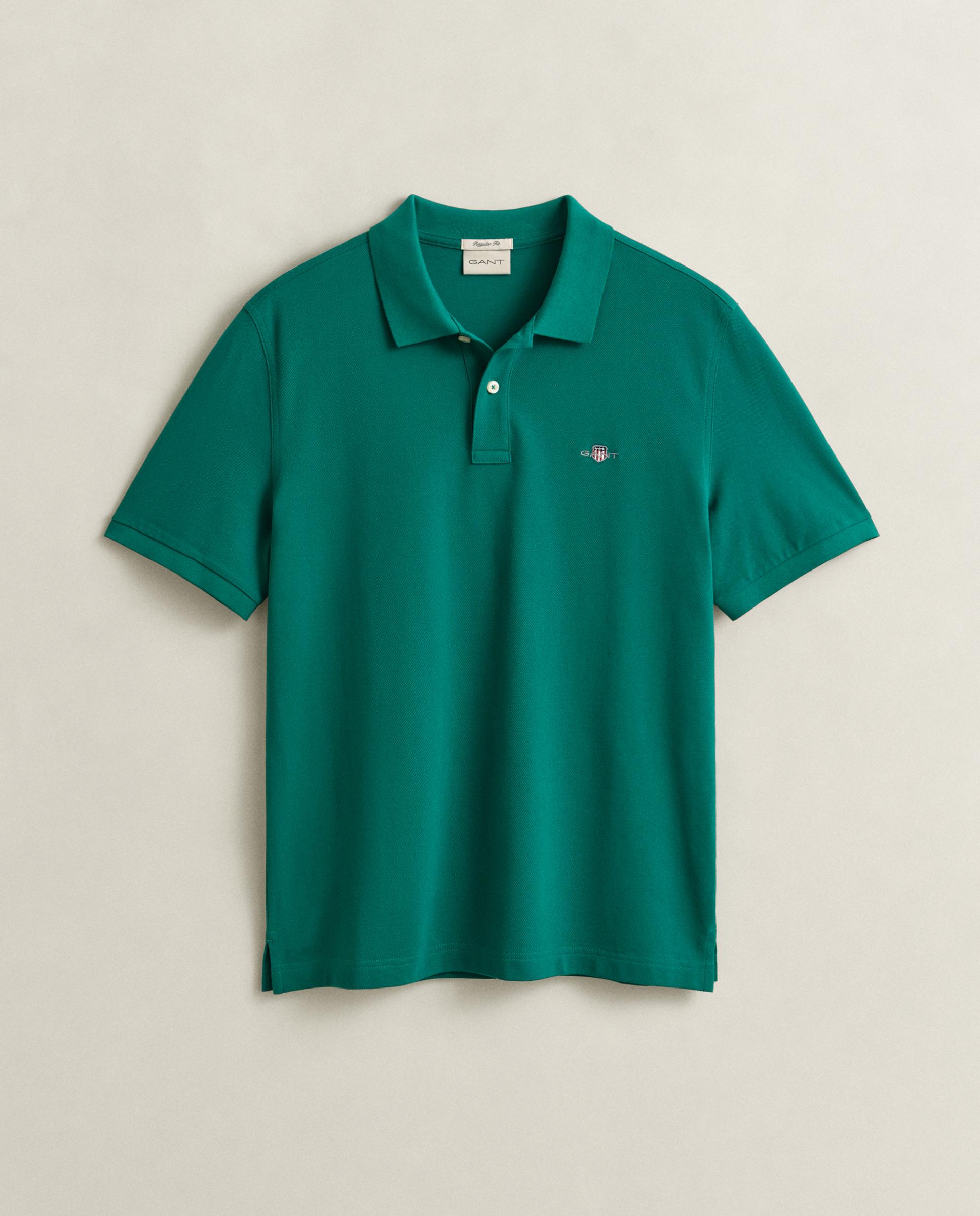 Polo de Piqué Regular Fit Shield Verde-escuro-5