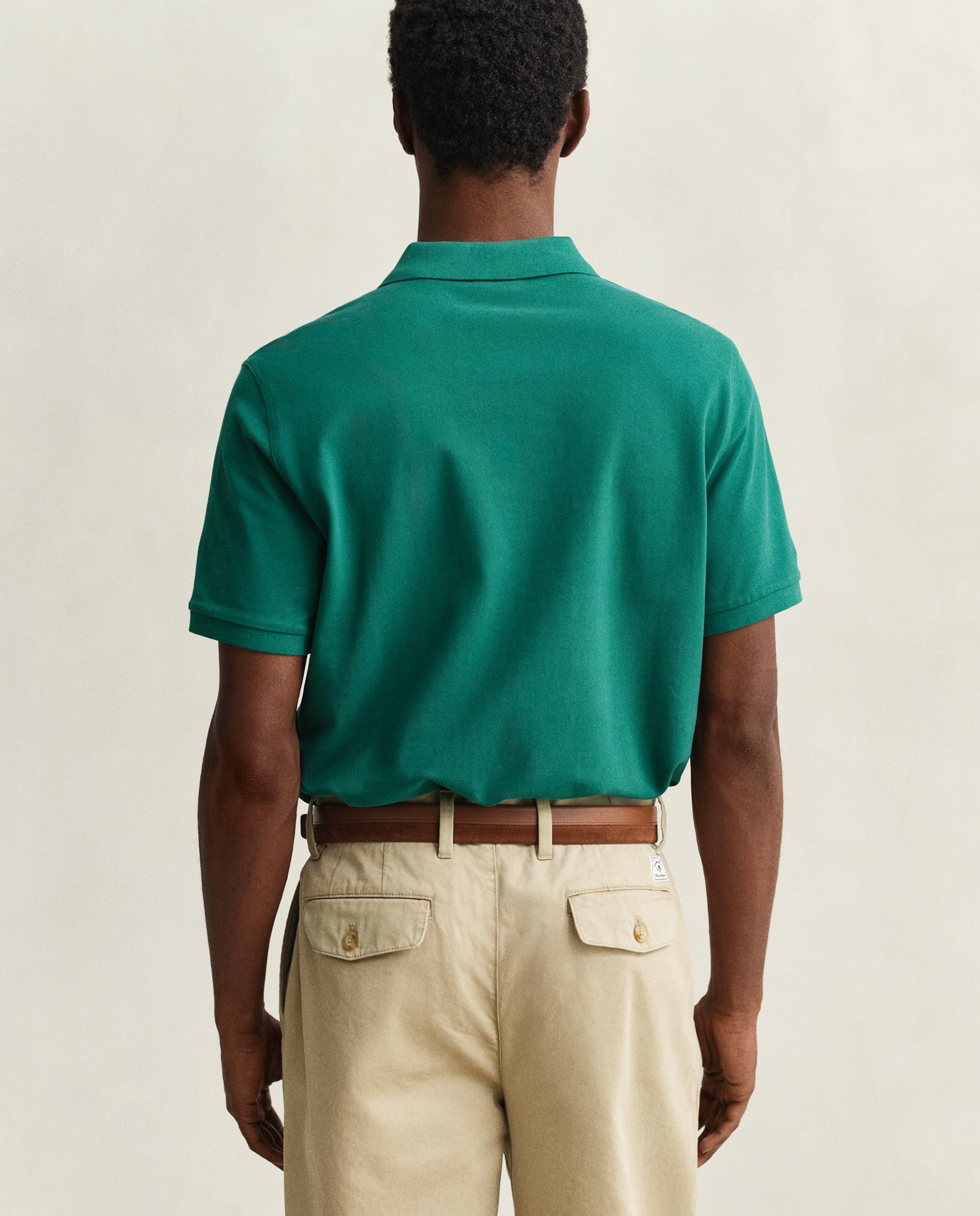 Polo de Piqué Regular Fit Shield Verde-escuro-2