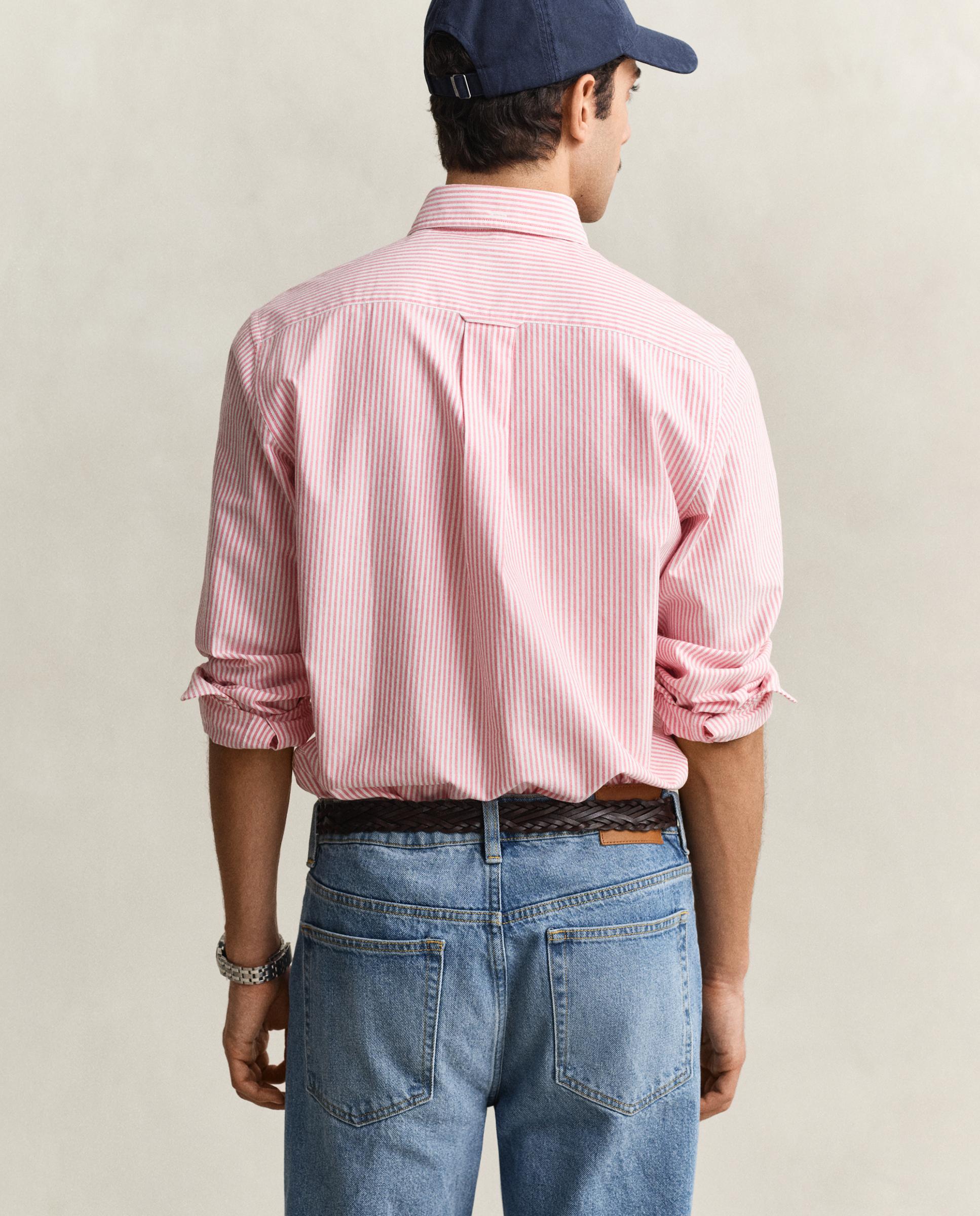 Camisa Oxford Clássica Às Riscas Finas Rosa-2