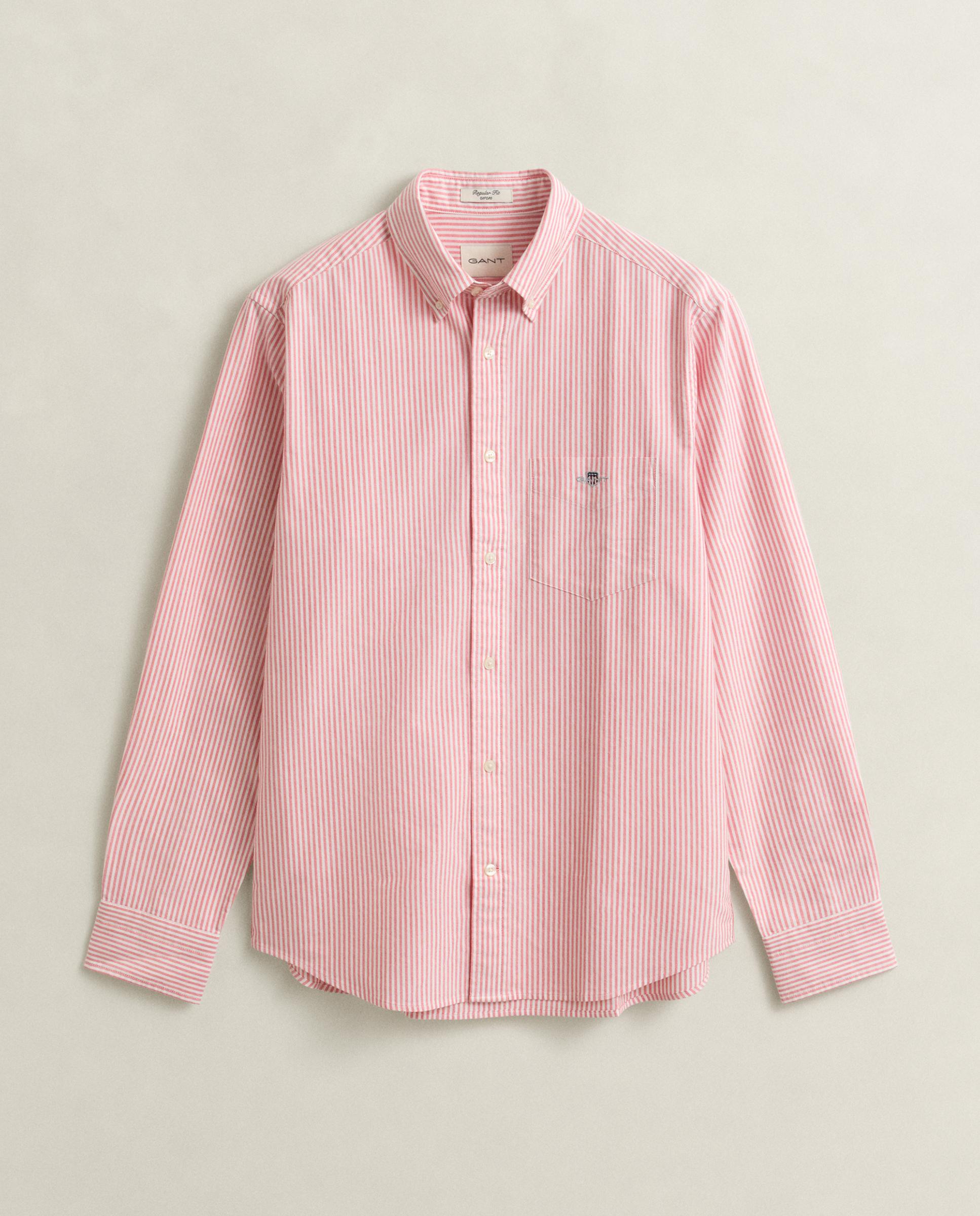 Camisa Oxford Clássica Às Riscas Finas Rosa-5