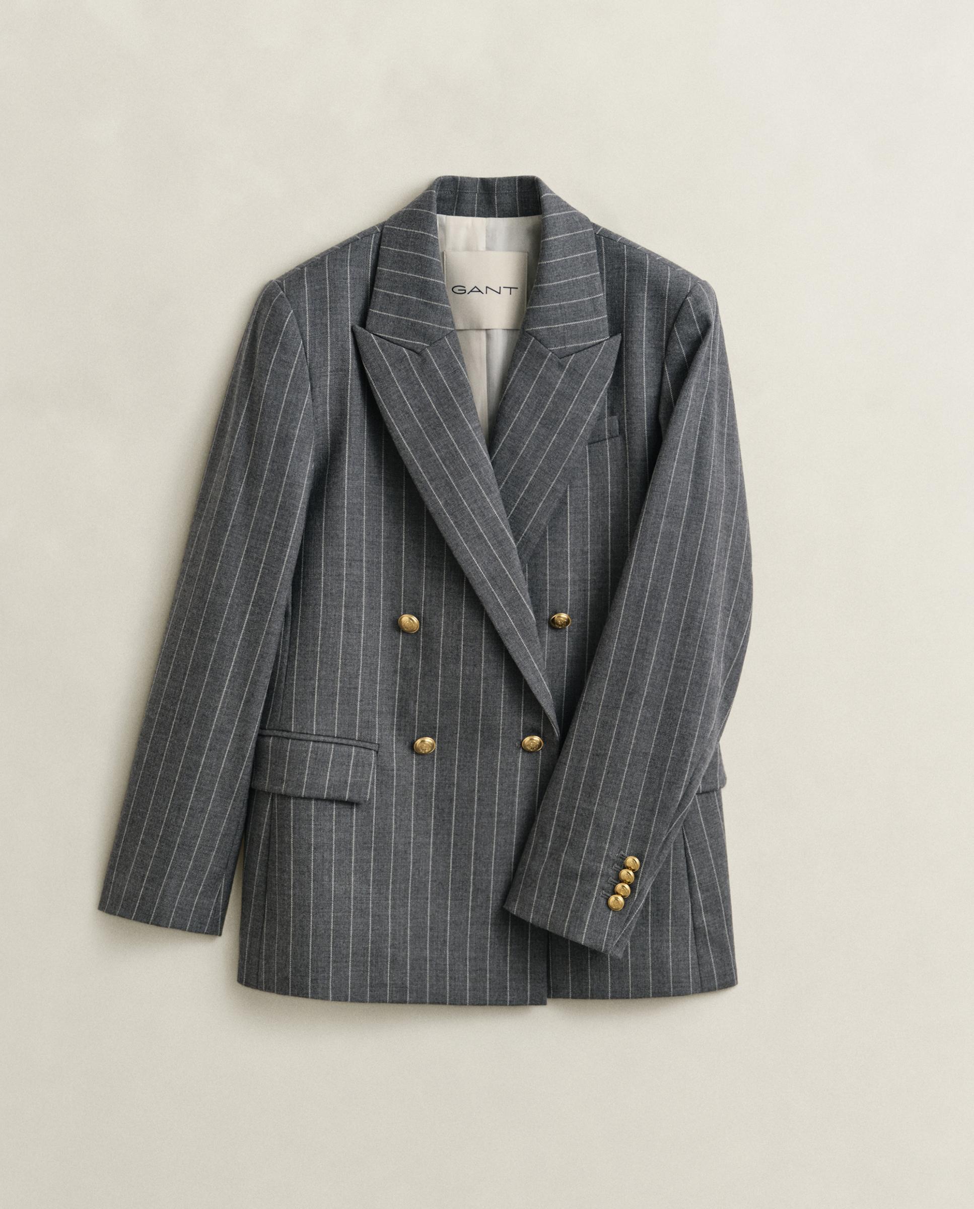 Blazer com Riscas Diplomáticas Cinzento-4