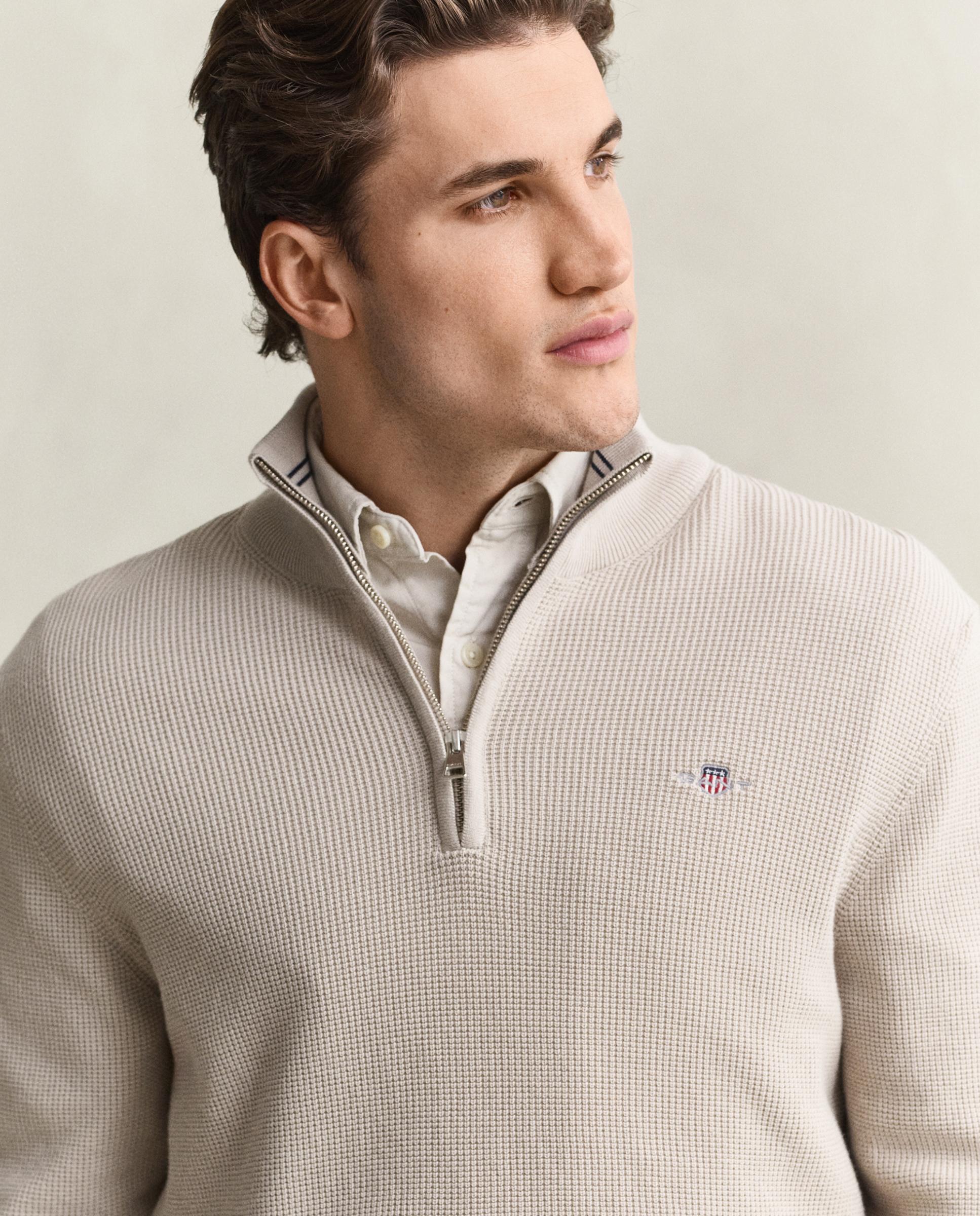 Camisola com Gola Alta com Logo Bege-3