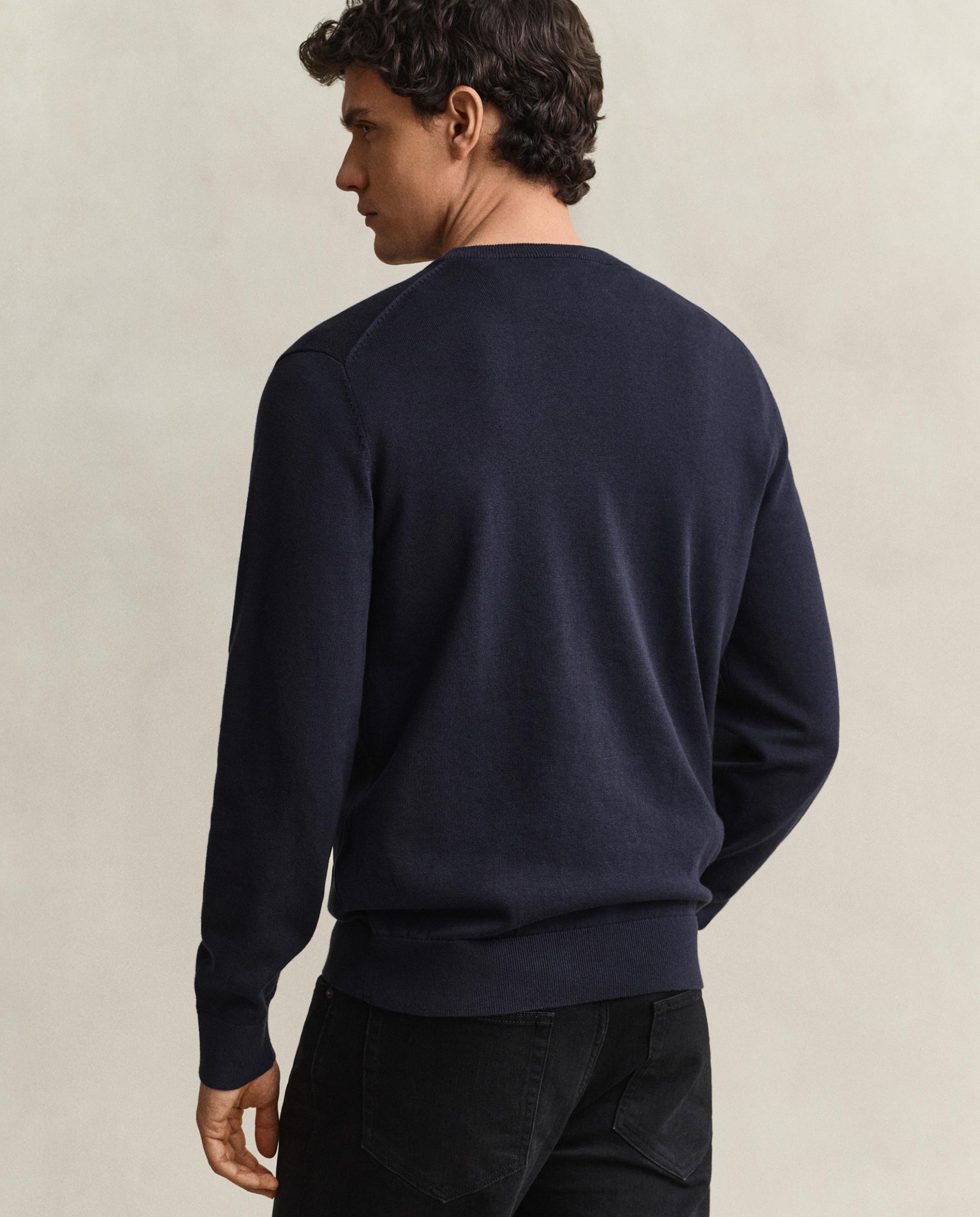 Camisola de Gola Redonda com Logo Gant no Peito Azul-escuro-3