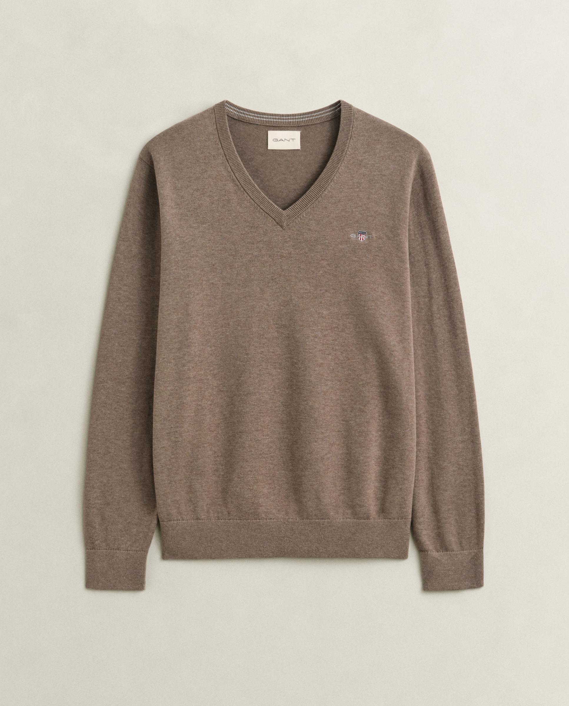 Camisola de Gola em V com Logo Cinzento-escuro-5