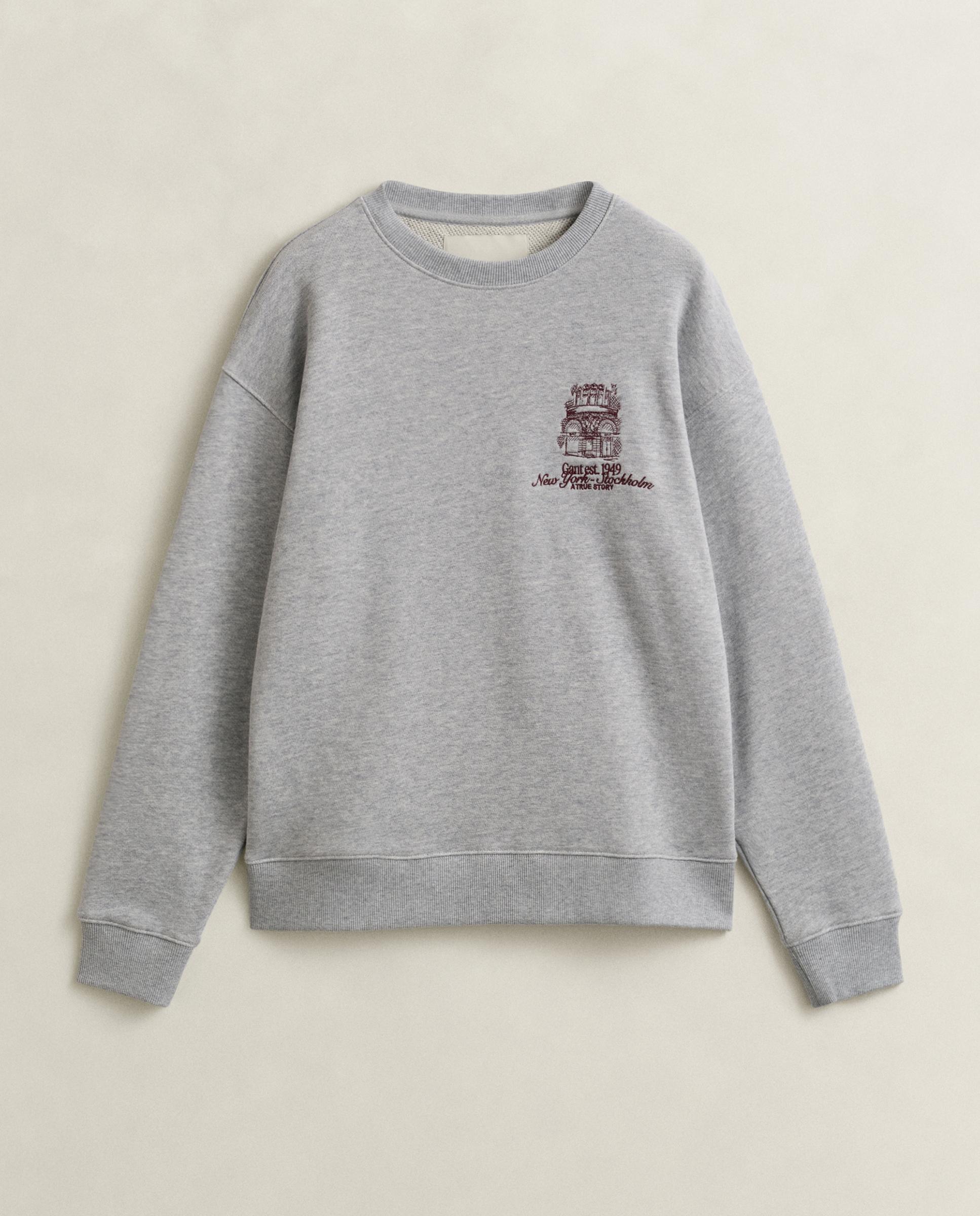 Sweatshirt sem Capuz com Logo Bordado Cinzento-5