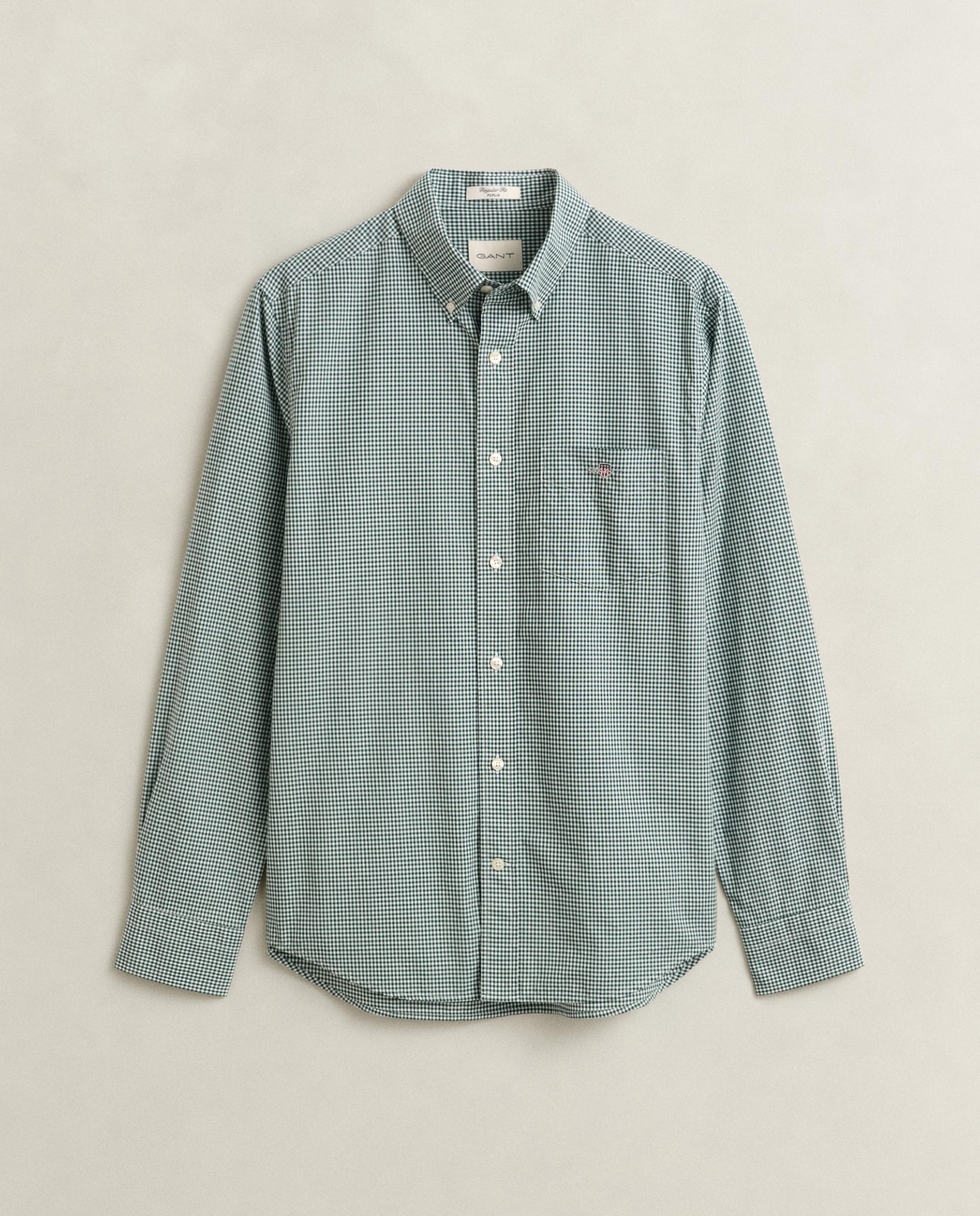 Camisa Clássica de Manga Comprida Verde-escuro-5