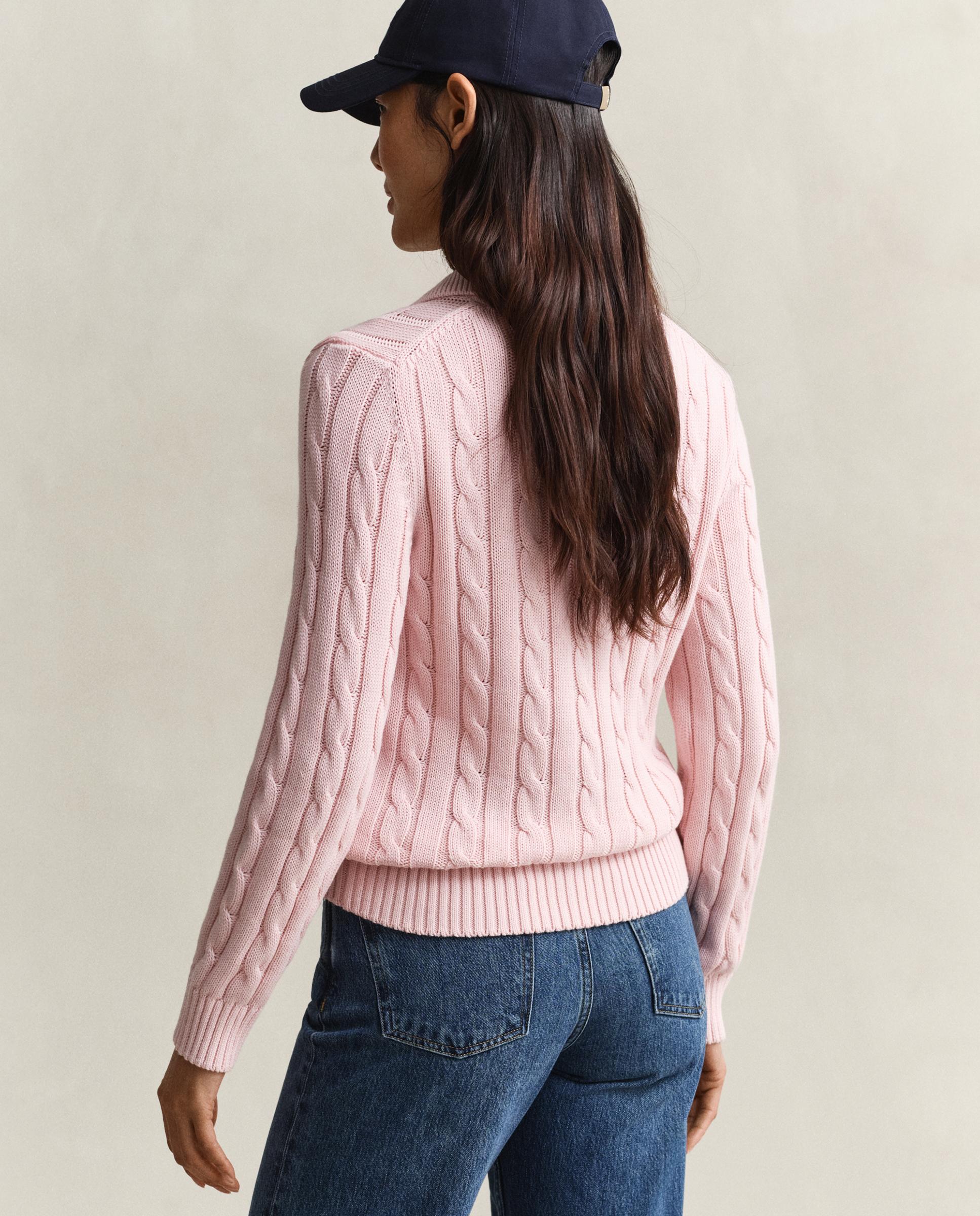 Camisola de Manga Comprida com Gola e Botões Rosa-2