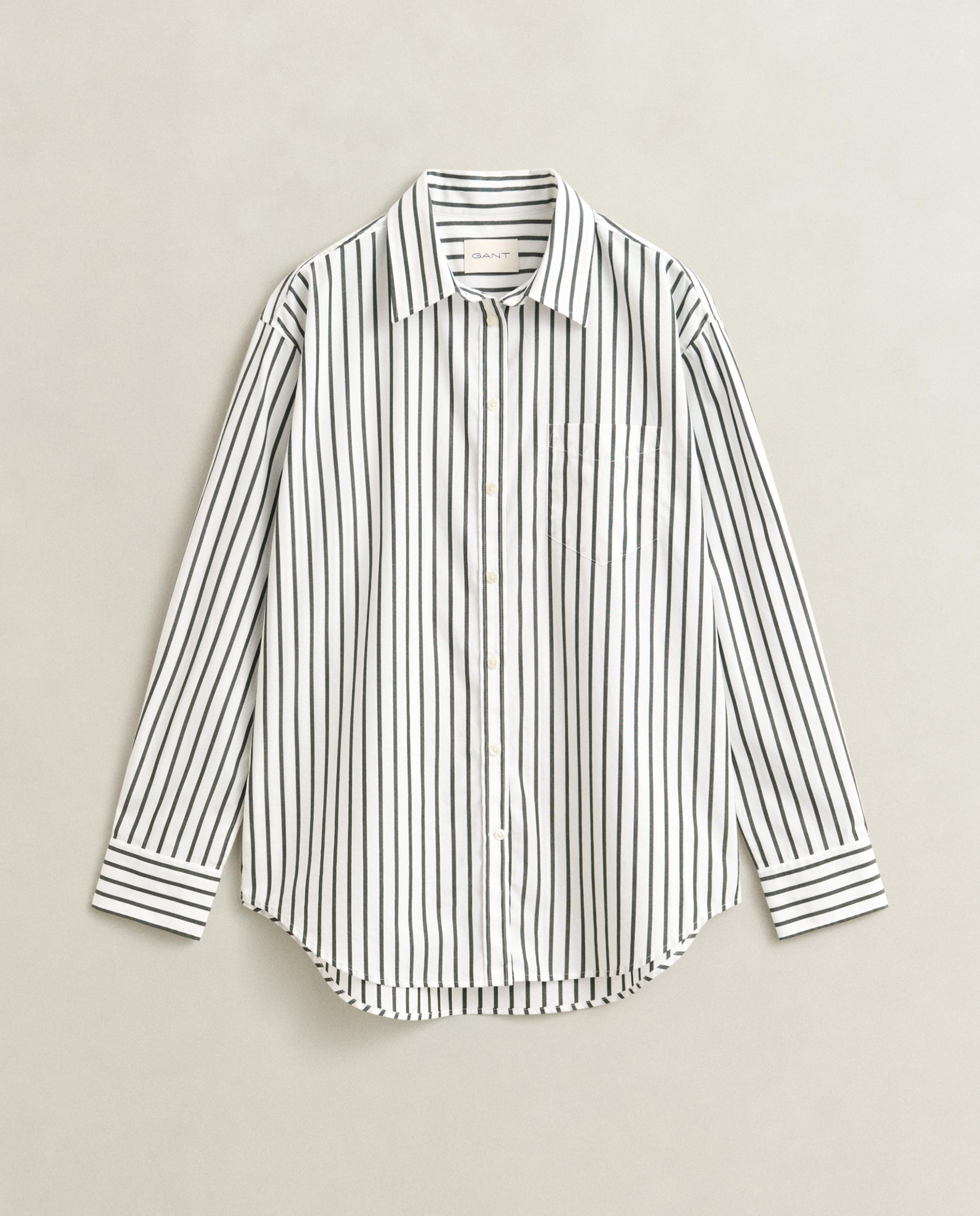 Camisa de Manga Comprida Às Riscas Verde-5