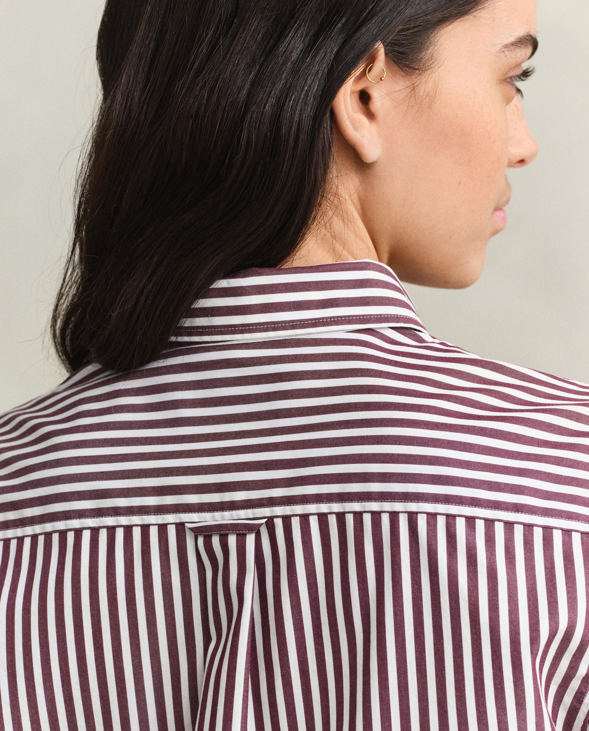 Camisa de Manga Comprida Às Riscas e Logo Bordeaux-3