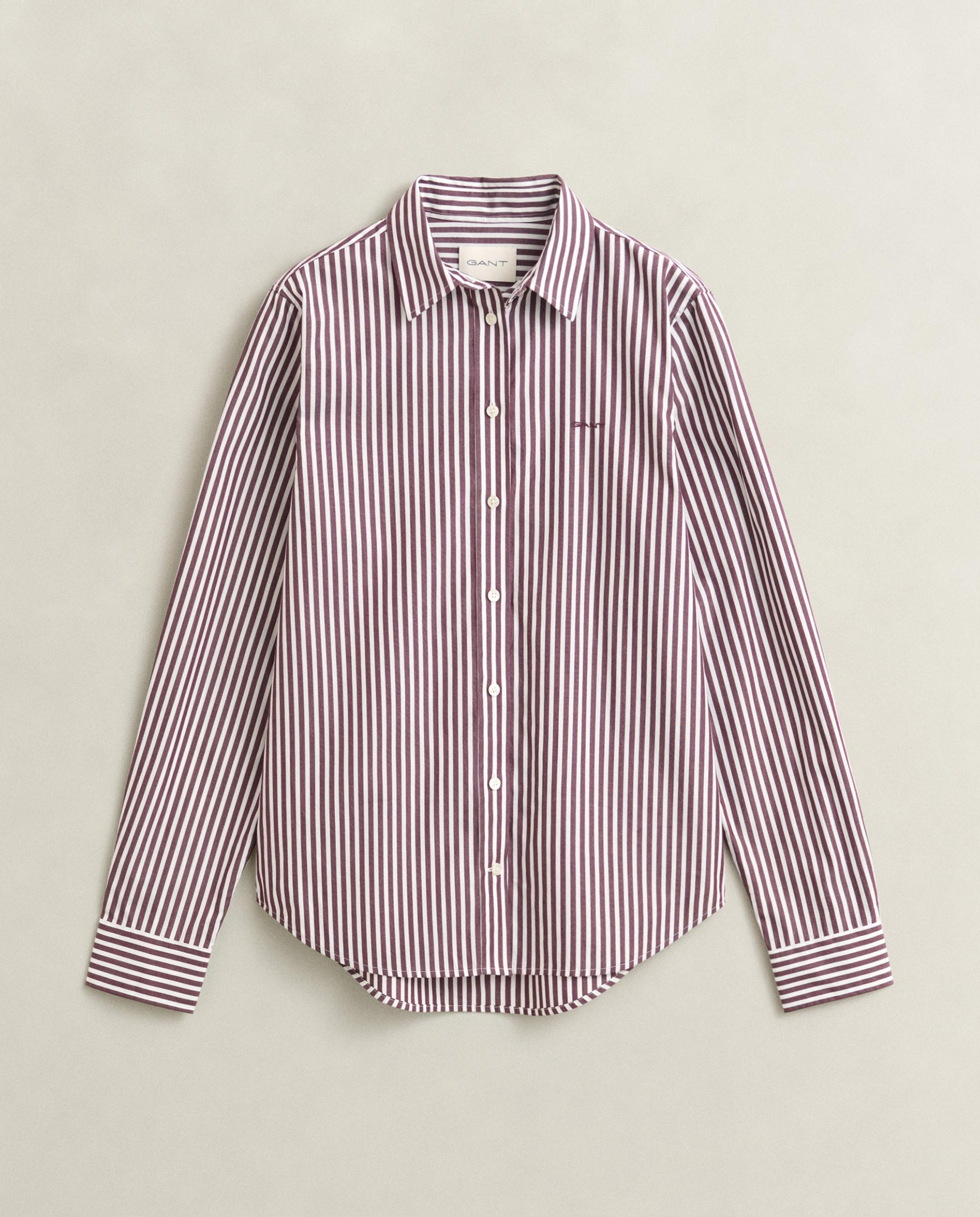 Camisa de Manga Comprida Às Riscas e Logo Bordeaux-5
