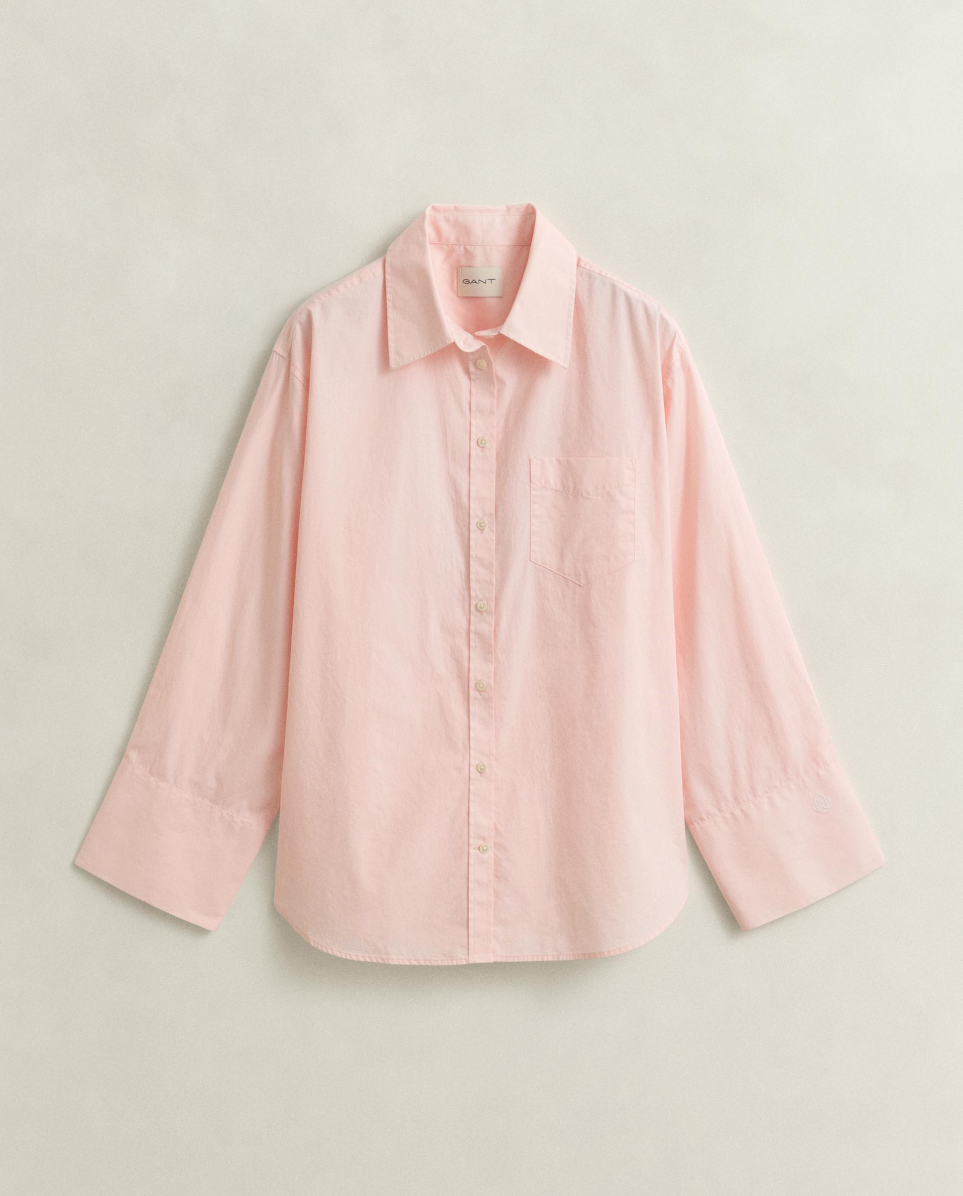 Camisa de Manga Comprida Lisa Rosa-5